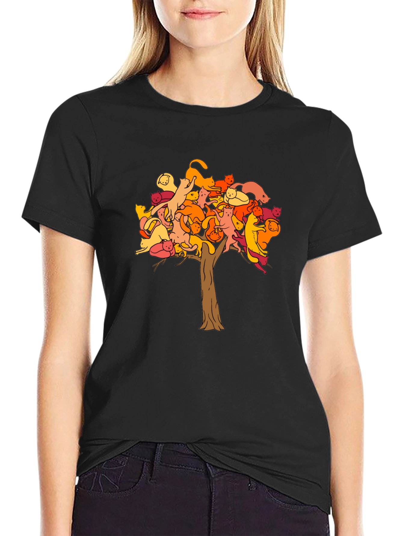 Cat Tree Graphic Tee - Unisex Black T-Shirt