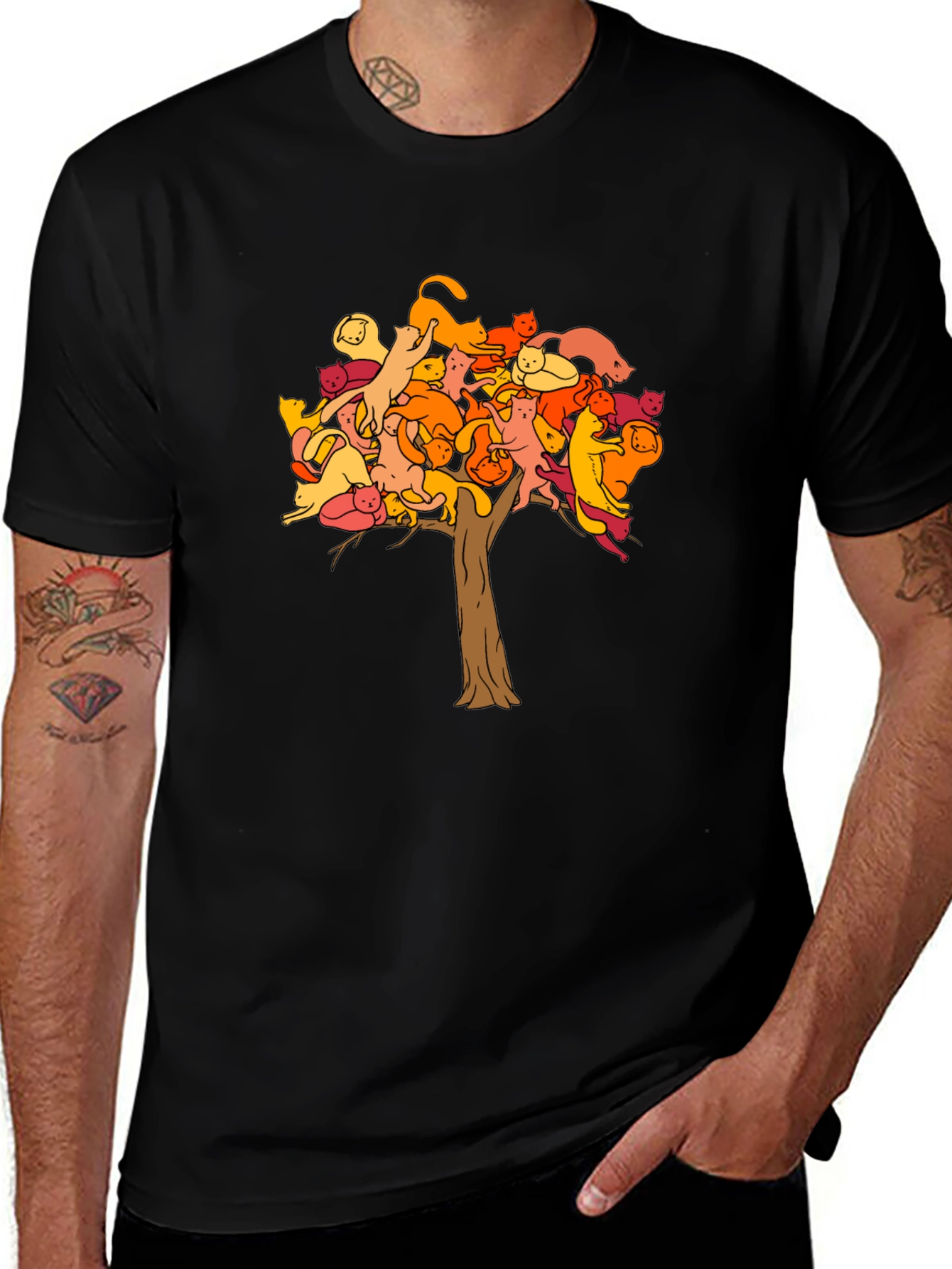 Cat Tree Graphic Tee - Unisex Black T-Shirt