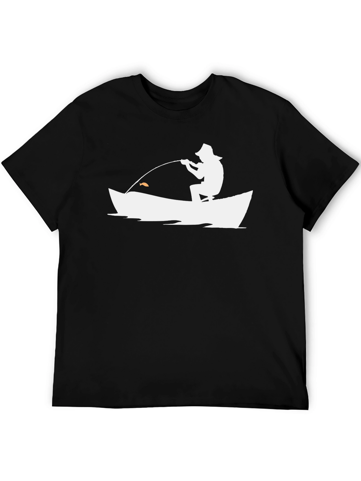 Fishing Silhouette Graphic Tee - Black Cotton Casual Shirt
