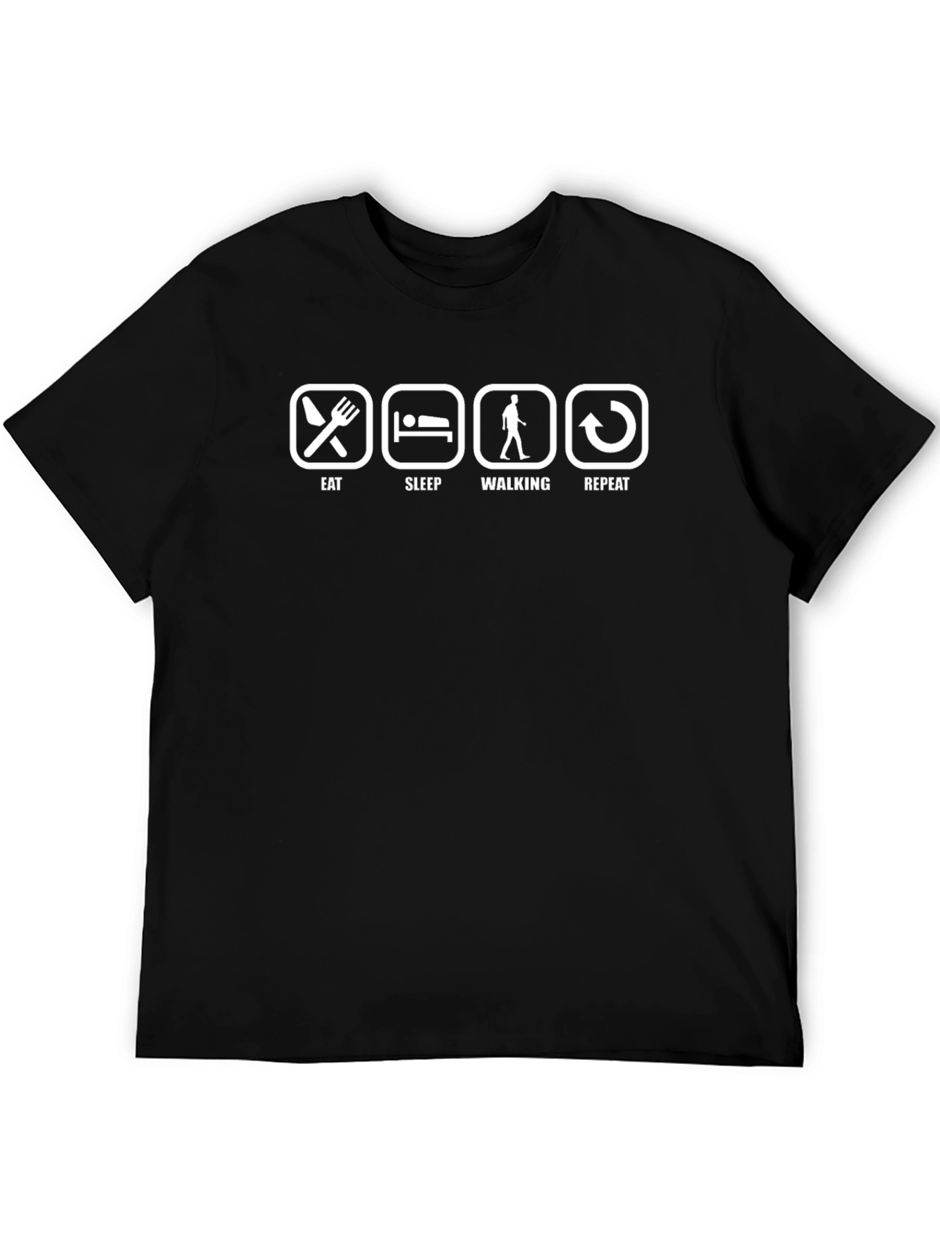 Eat Sleep Walking Repeat Black T-Shirt