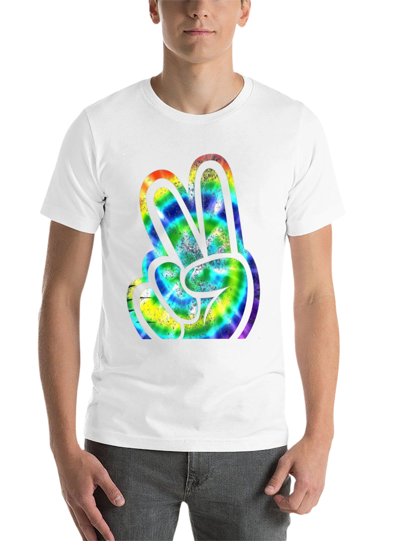 Peace Sign Tie Dye Graphic Tee - Retro Style