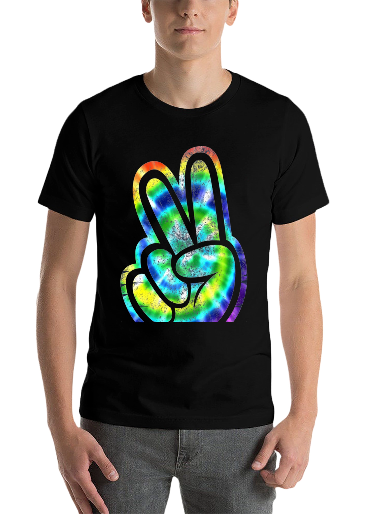 Peace Sign Tie Dye Graphic Tee - Retro Style