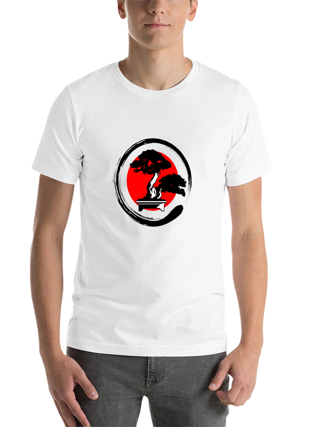 Bonsai Tree Zen Circle Graphic Tee - Black