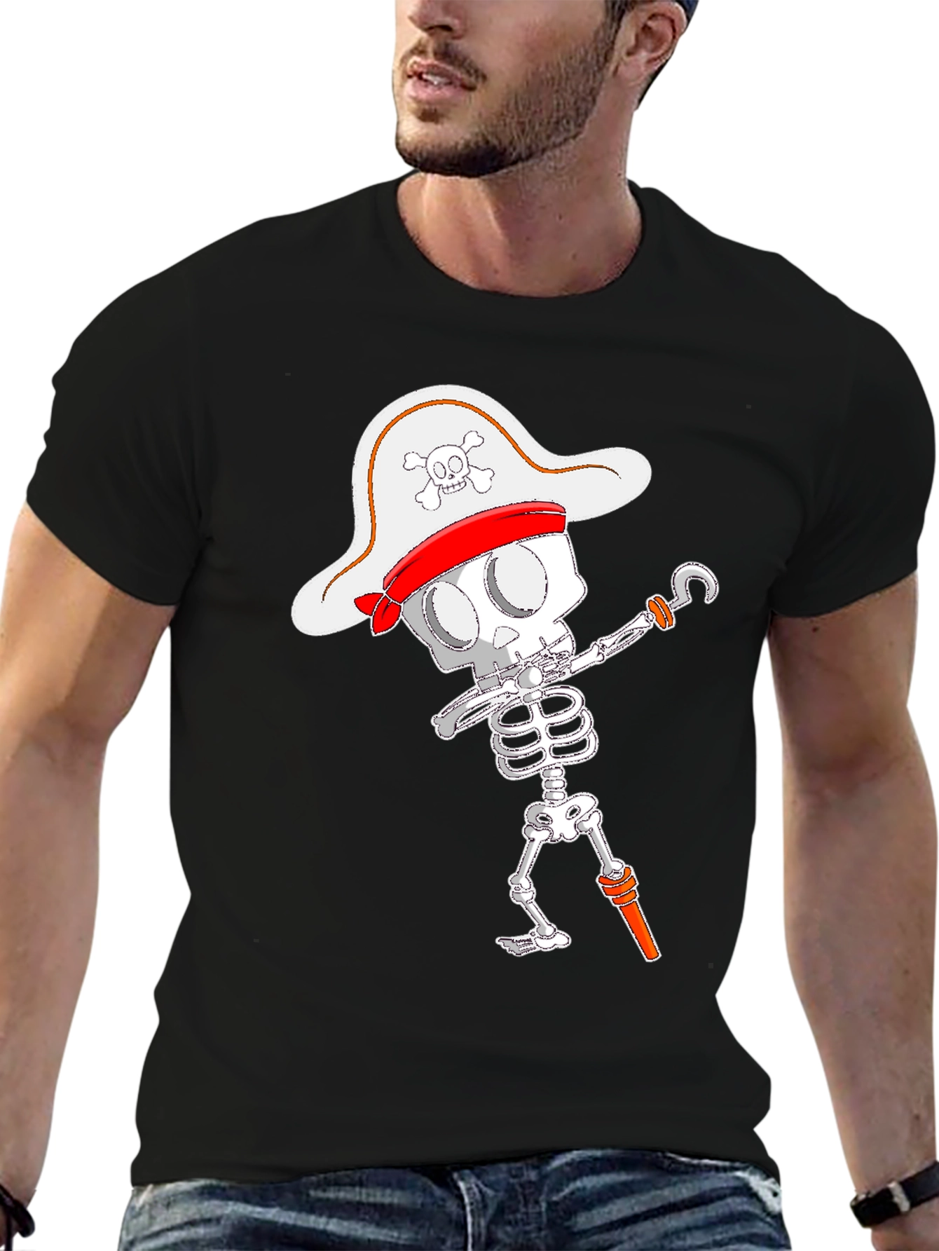 Pirate Skeleton T-Shirt - Black Cotton Tee