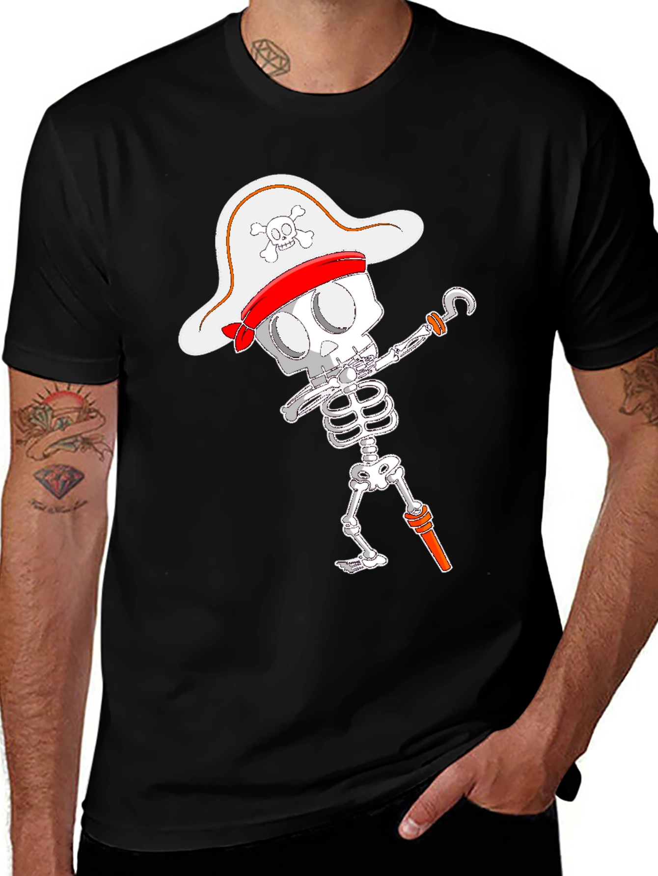 Pirate Skeleton T-Shirt - Black Cotton Tee