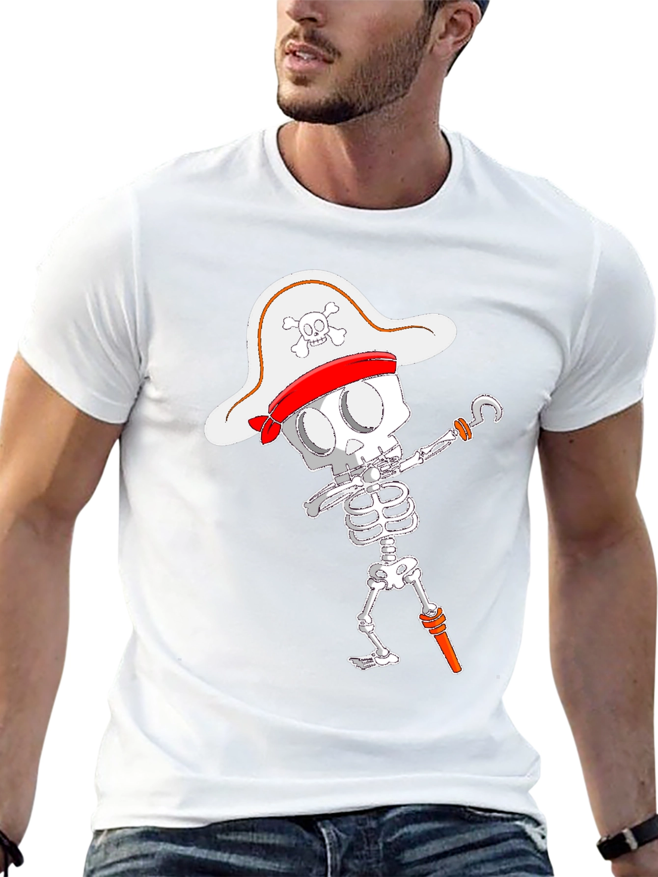Pirate Skeleton T-Shirt - Black Cotton Tee