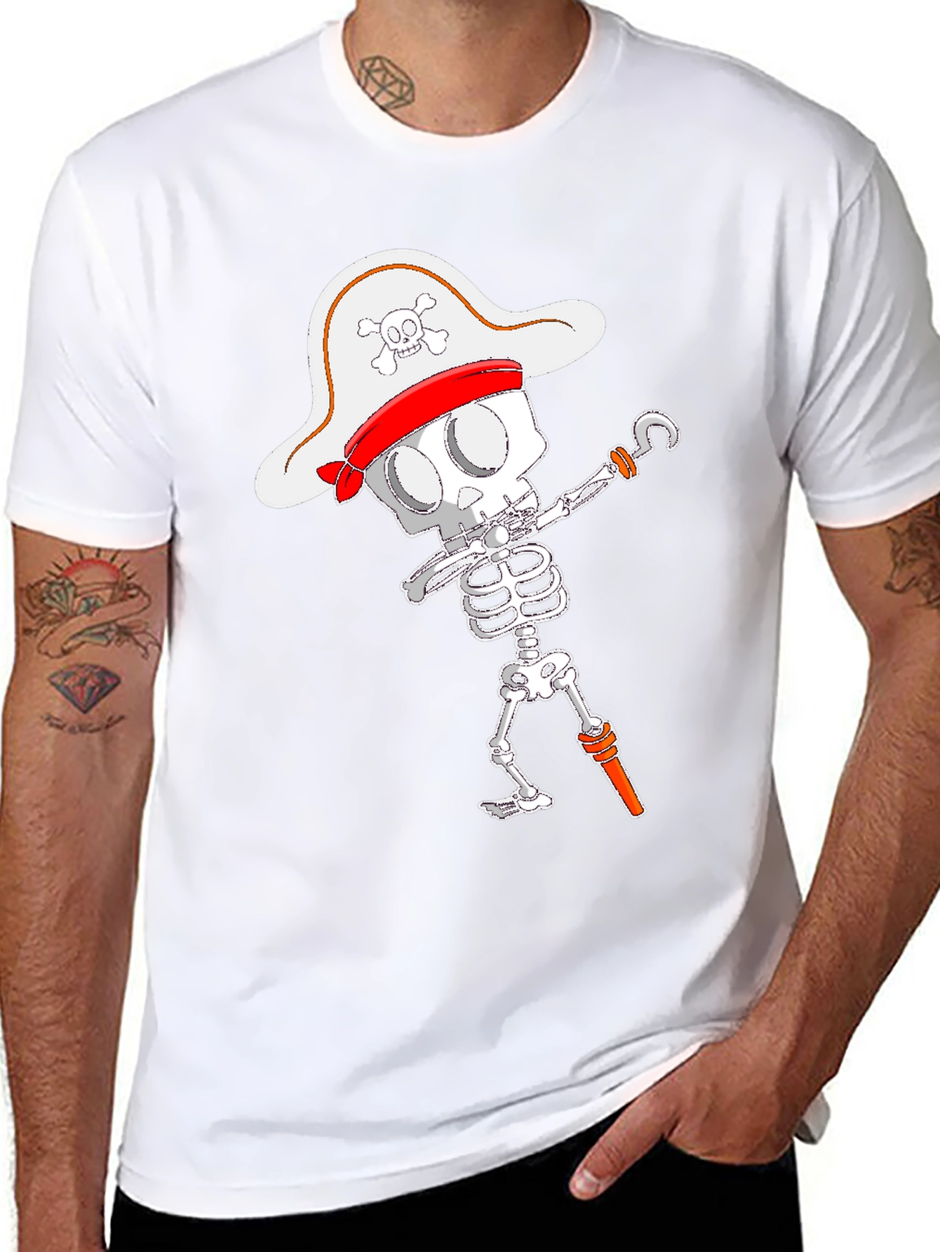 Pirate Skeleton T-Shirt - Black Cotton Tee
