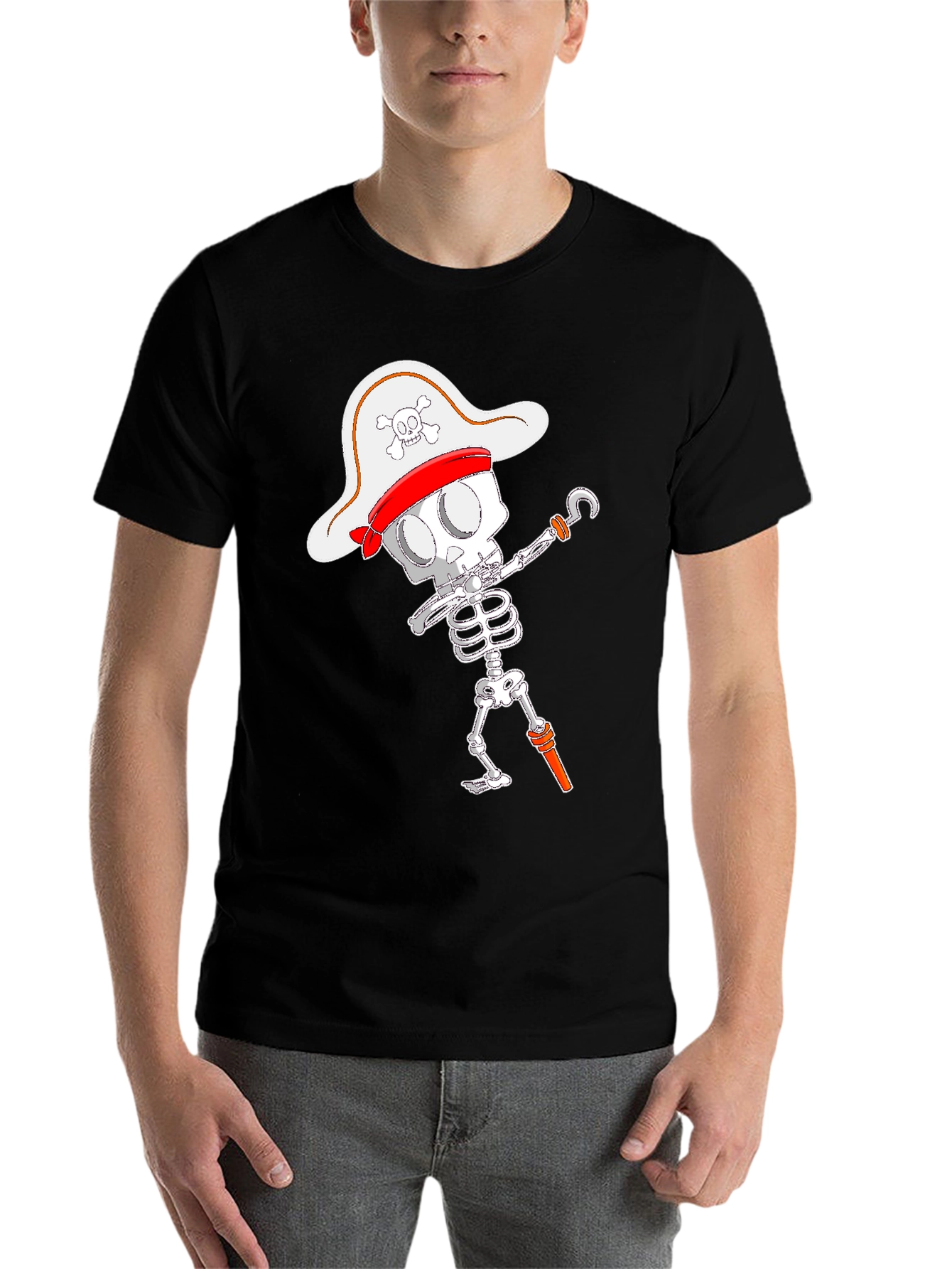 Pirate Skeleton T-Shirt - Black Cotton Tee