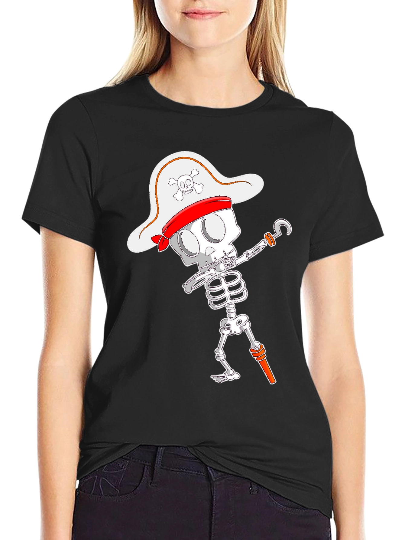 Pirate Skeleton T-Shirt - Black Cotton Tee