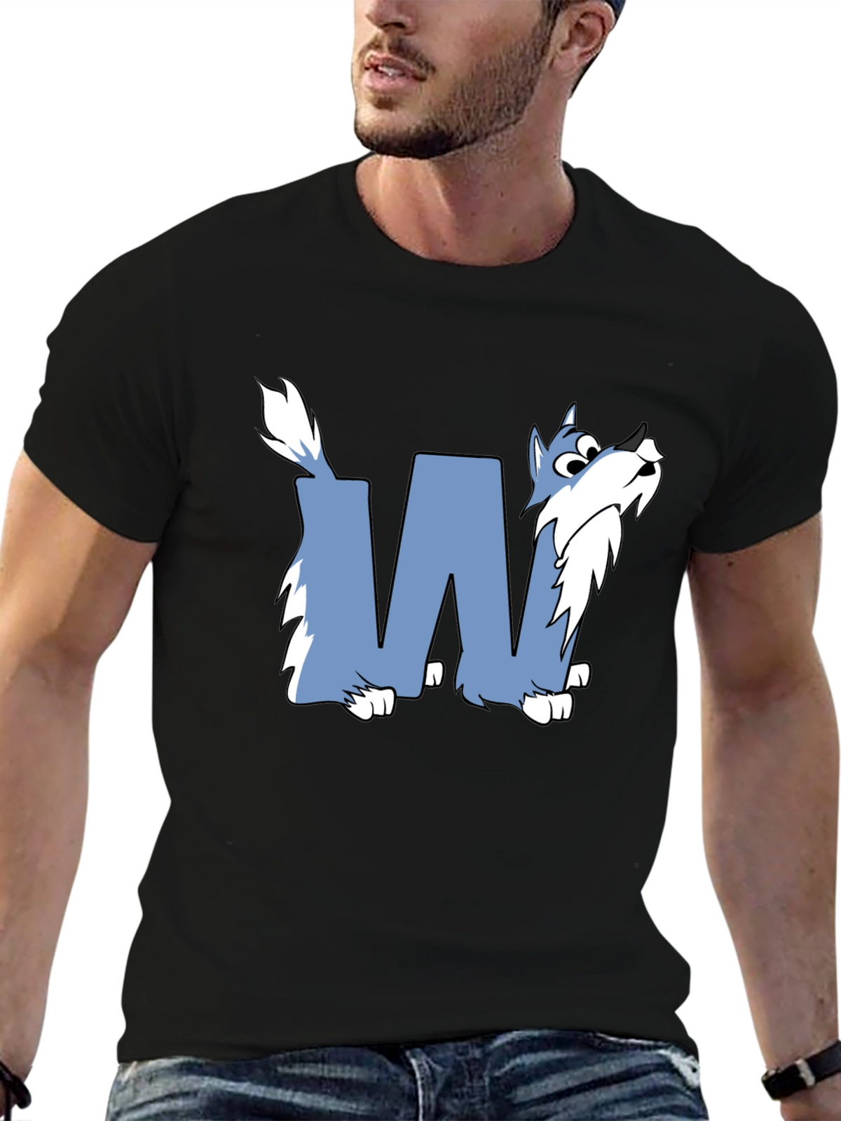 Wolf-Themed Graphic Tee - Stylish Black Cotton Shirt
