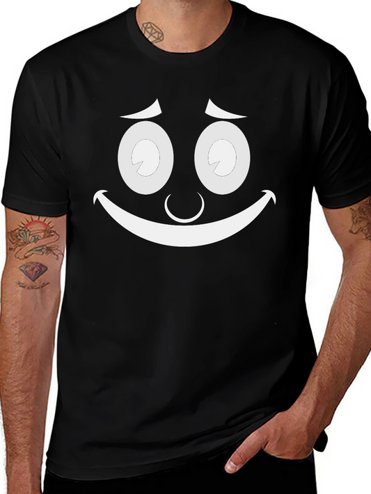 Funny Cartoon Face Black T-Shirt