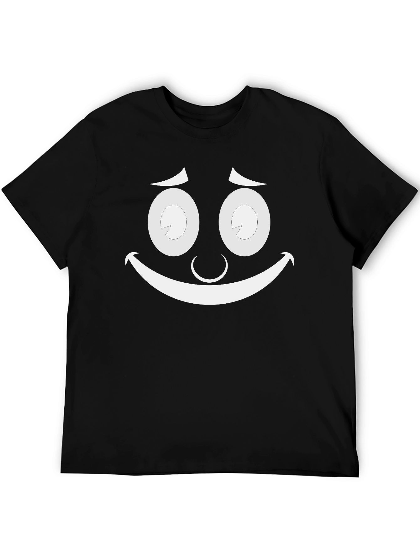 Funny Cartoon Face Black T-Shirt