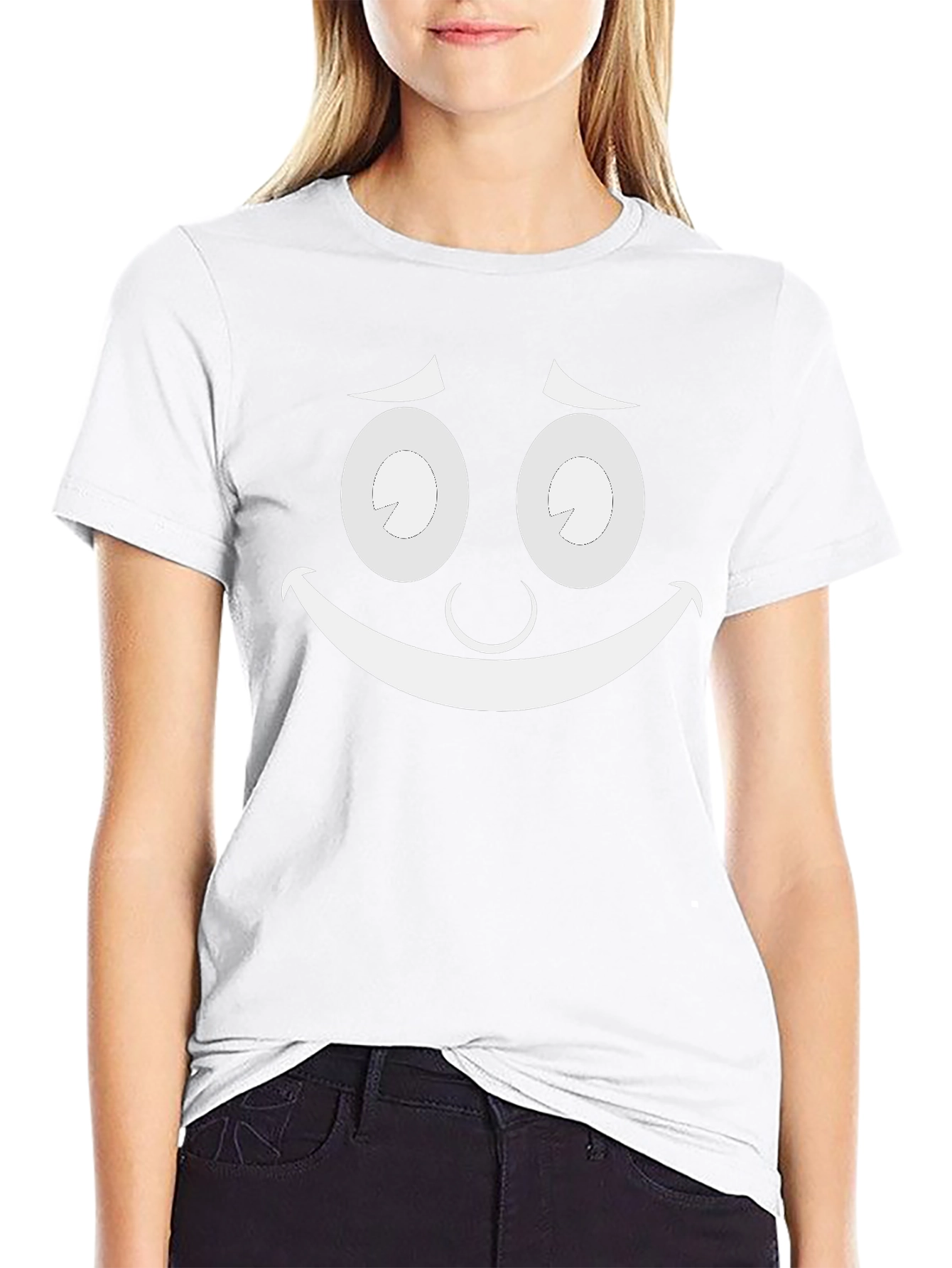 Funny Cartoon Face Black T-Shirt