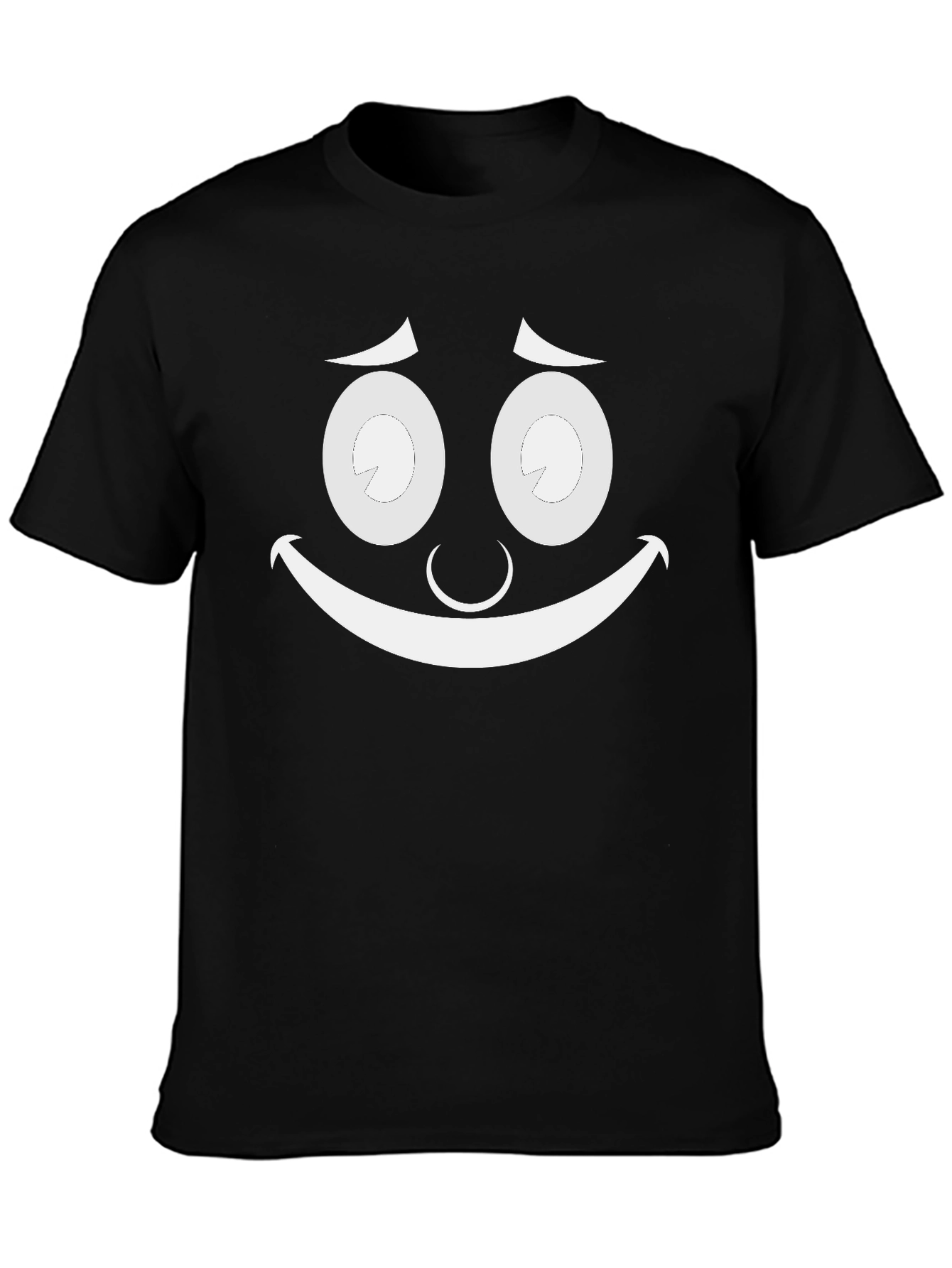 Funny Cartoon Face Black T-Shirt