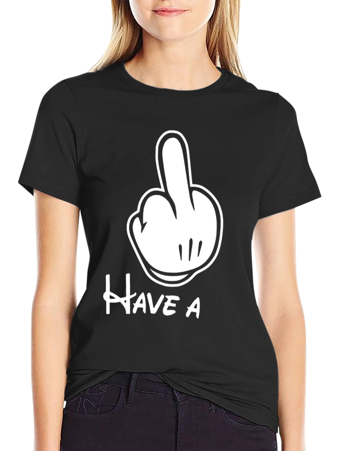 Mickey Mouse Hand Gesture Black Tee