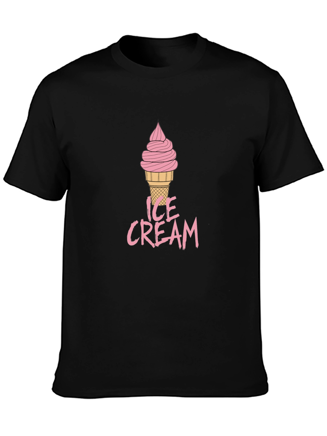 Ice Cream Graphic Tee - Mens Black Cotton T-Shirt