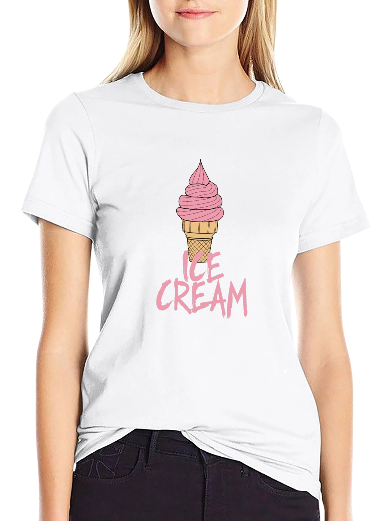Ice Cream Graphic Tee - Mens Black Cotton T-Shirt