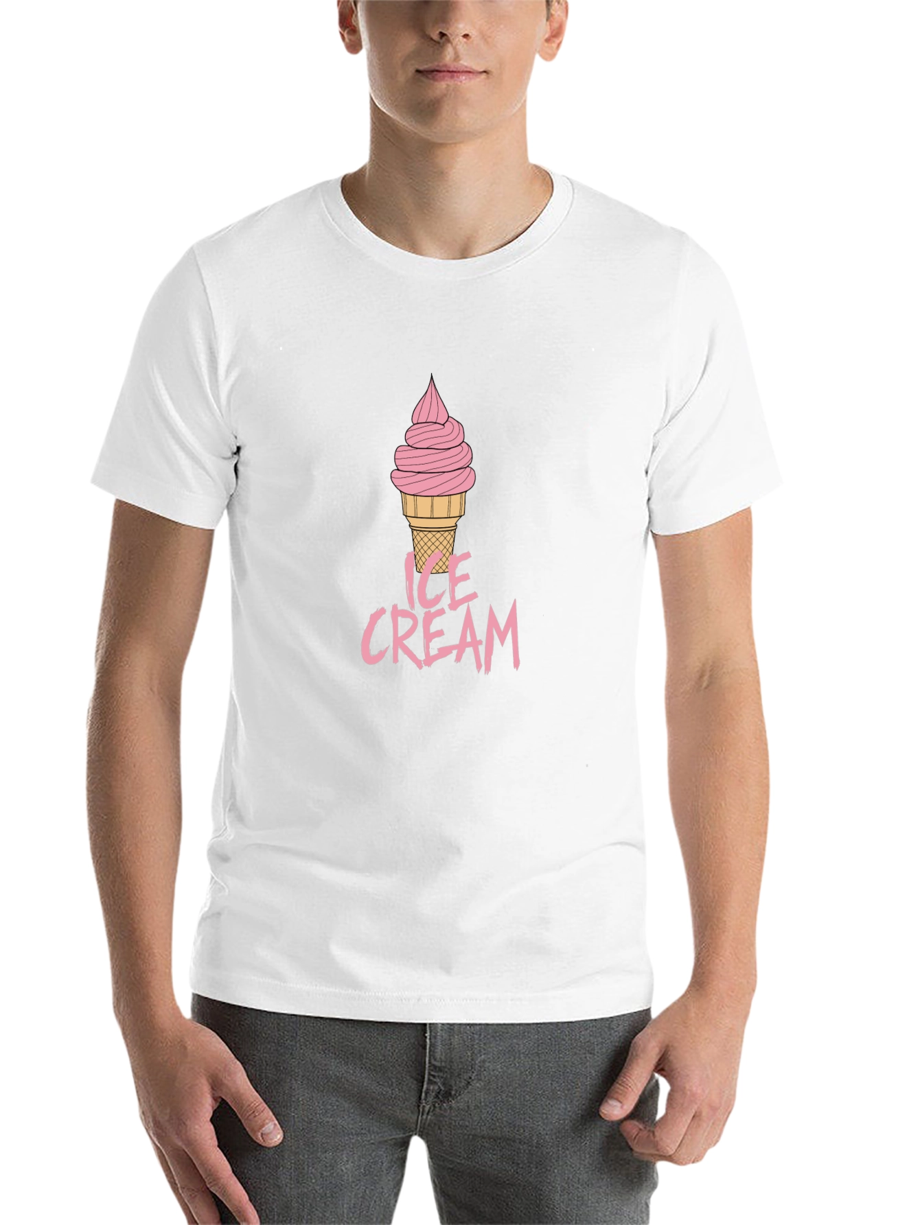 Ice Cream Graphic Tee - Mens Black Cotton T-Shirt