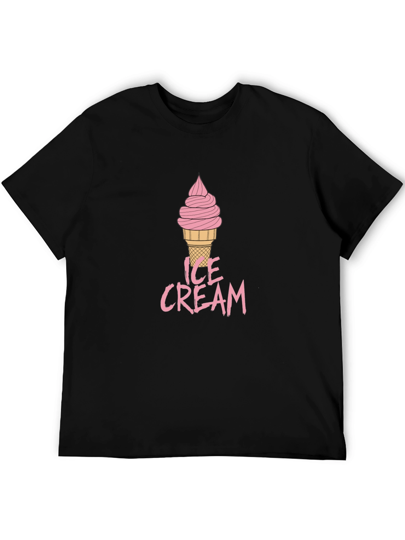 Ice Cream Graphic Tee - Mens Black Cotton T-Shirt