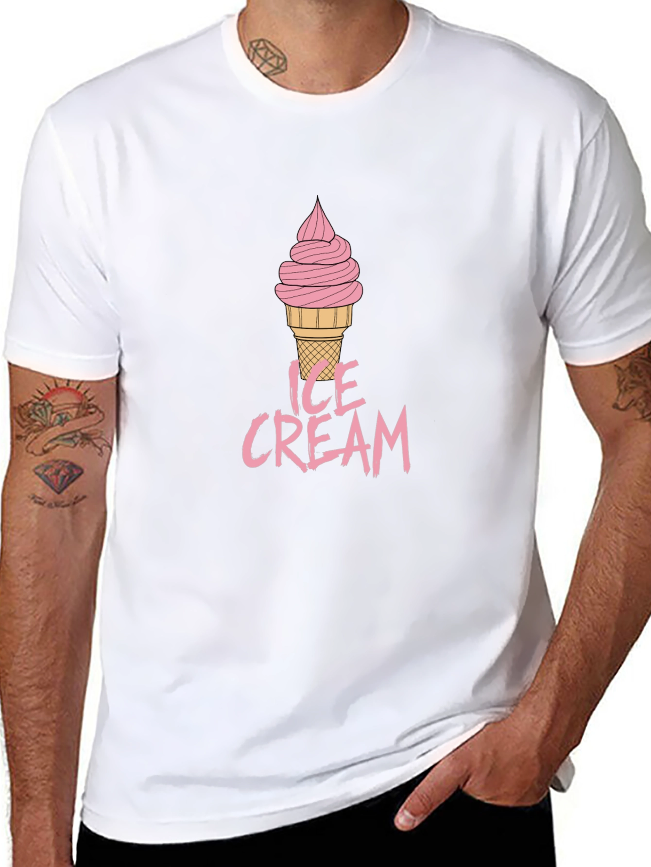 Ice Cream Graphic Tee - Mens Black Cotton T-Shirt