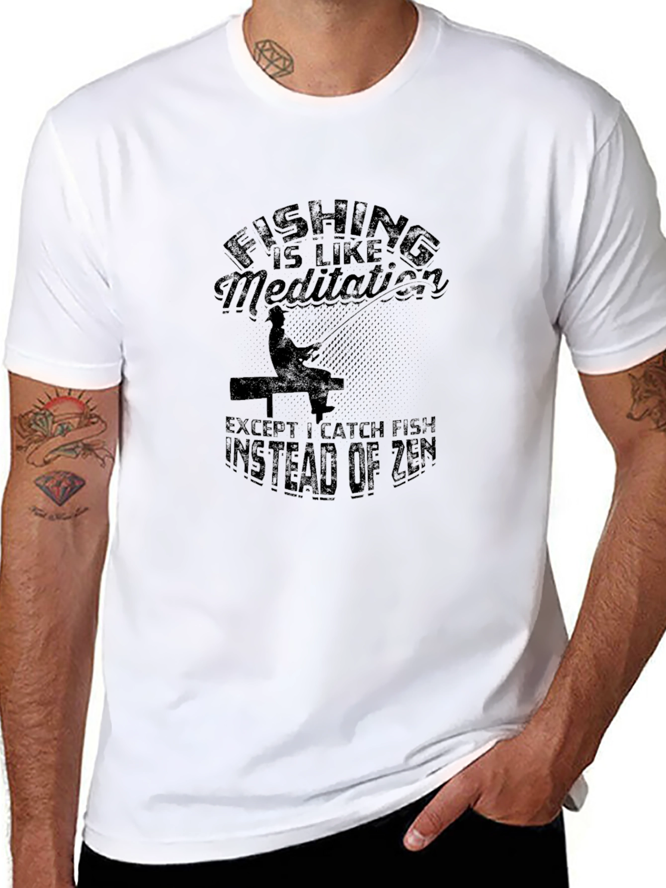Fishing Meditation Graphic Tee - Black