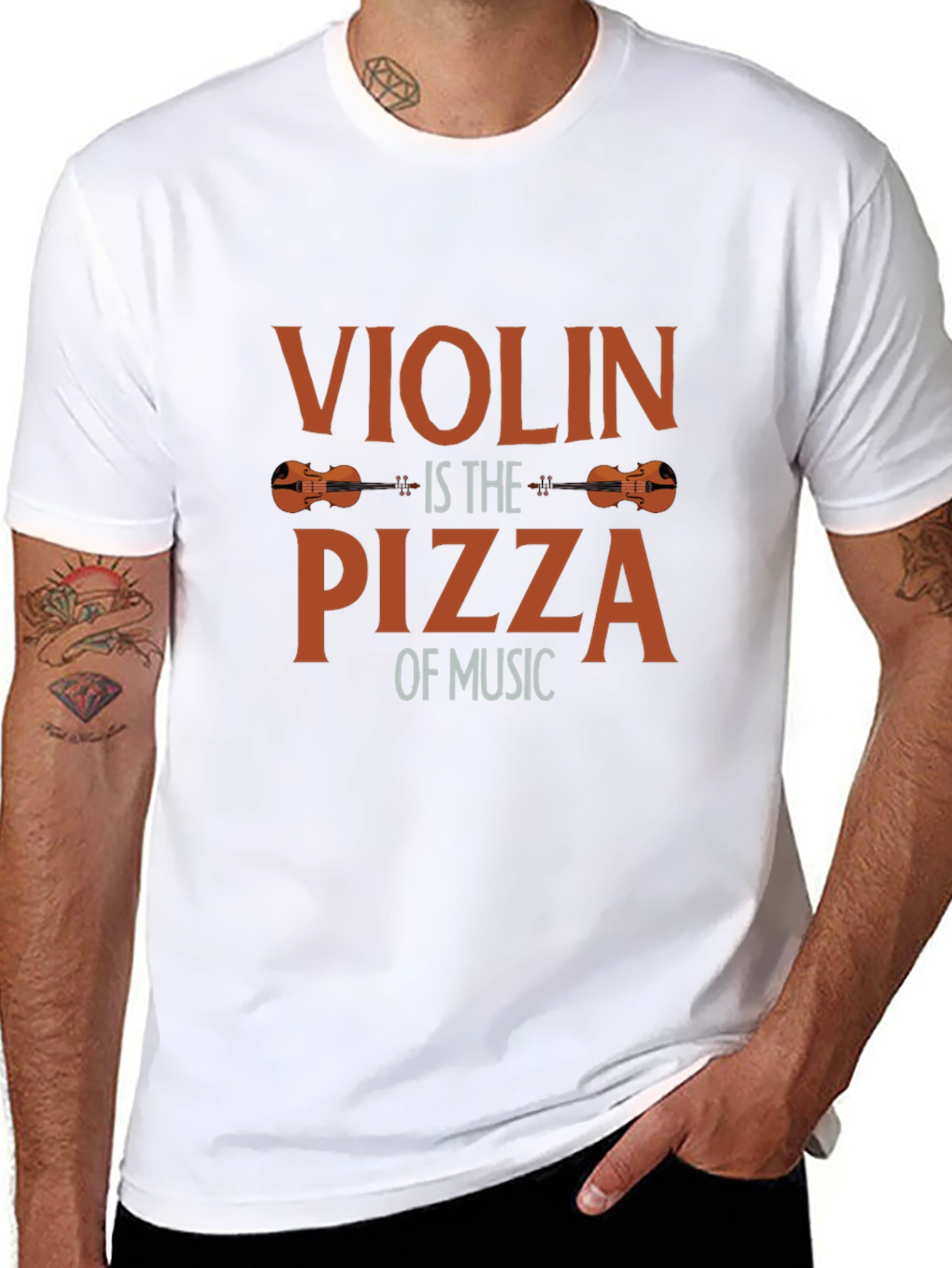 Violin Pizza Music T-Shirt - Funny Musician Tee