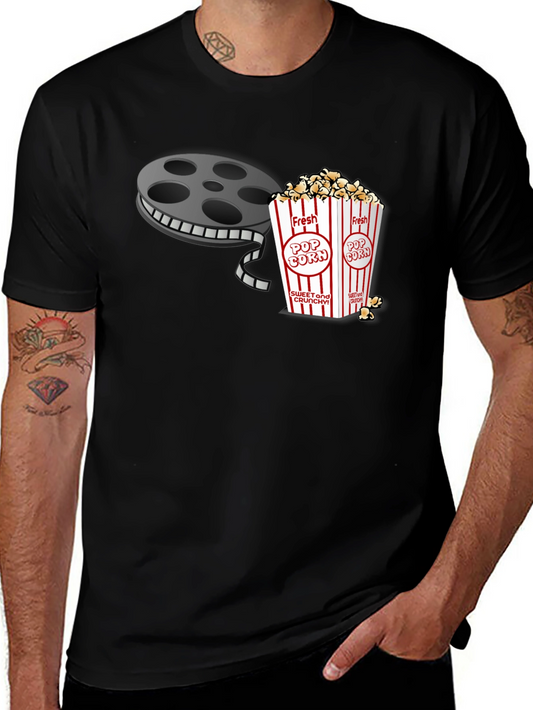 Movie Night T-Shirt: Film Reel & Popcorn Graphic Tee