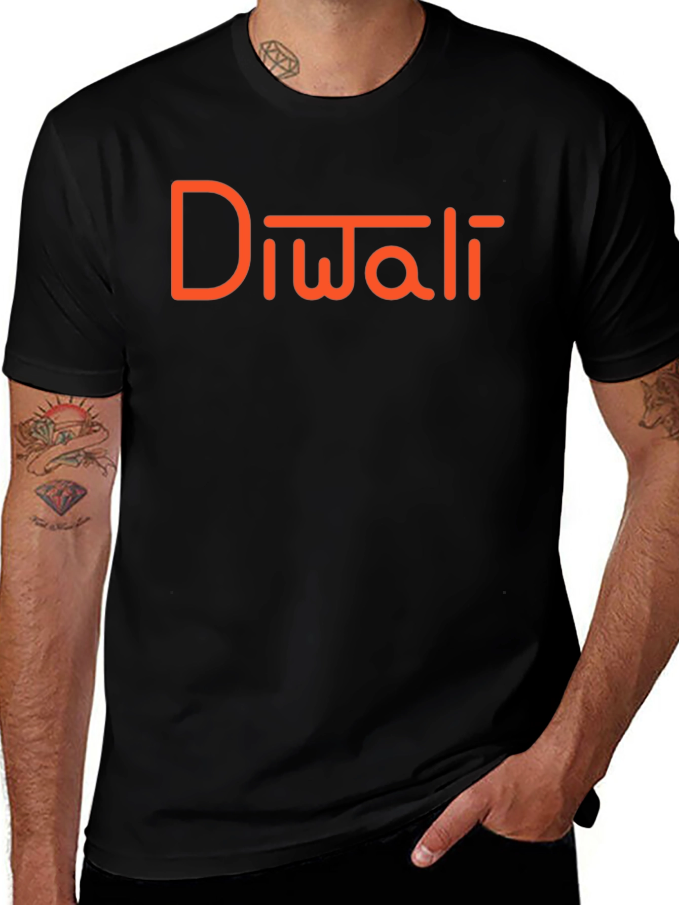 Diwali Graphic Tee - Black Cotton Holiday Shirt