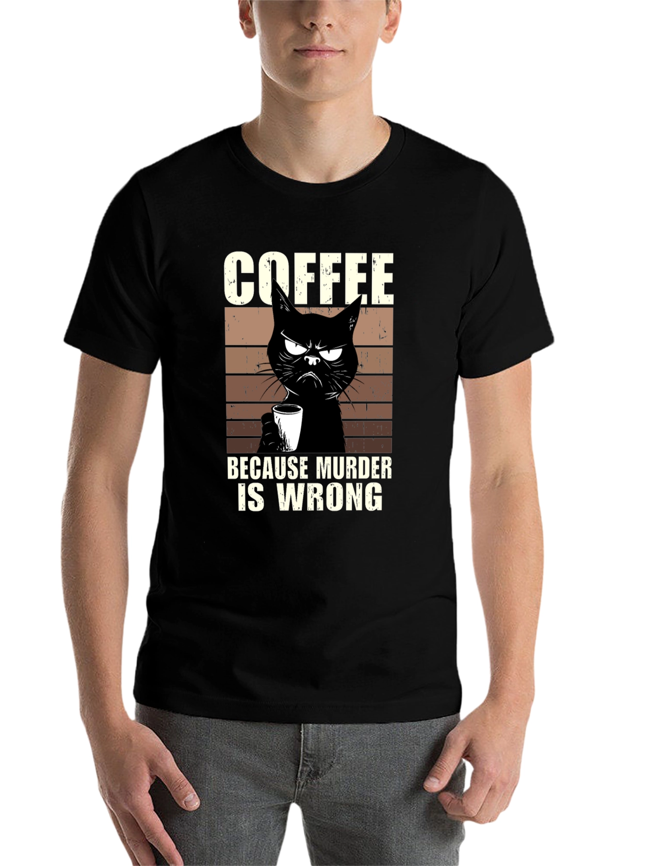 Coffee Because Murder Is Wrong Cat T-Shirt