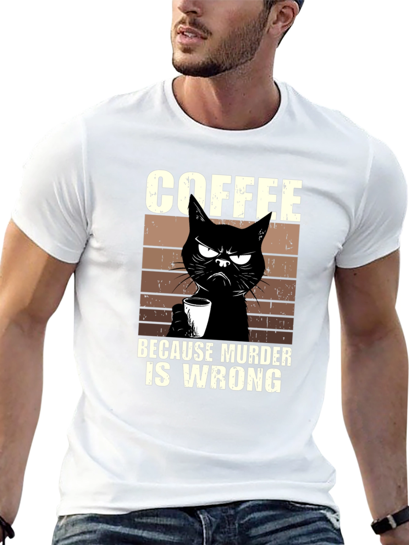 Coffee Because Murder Is Wrong Cat T-Shirt