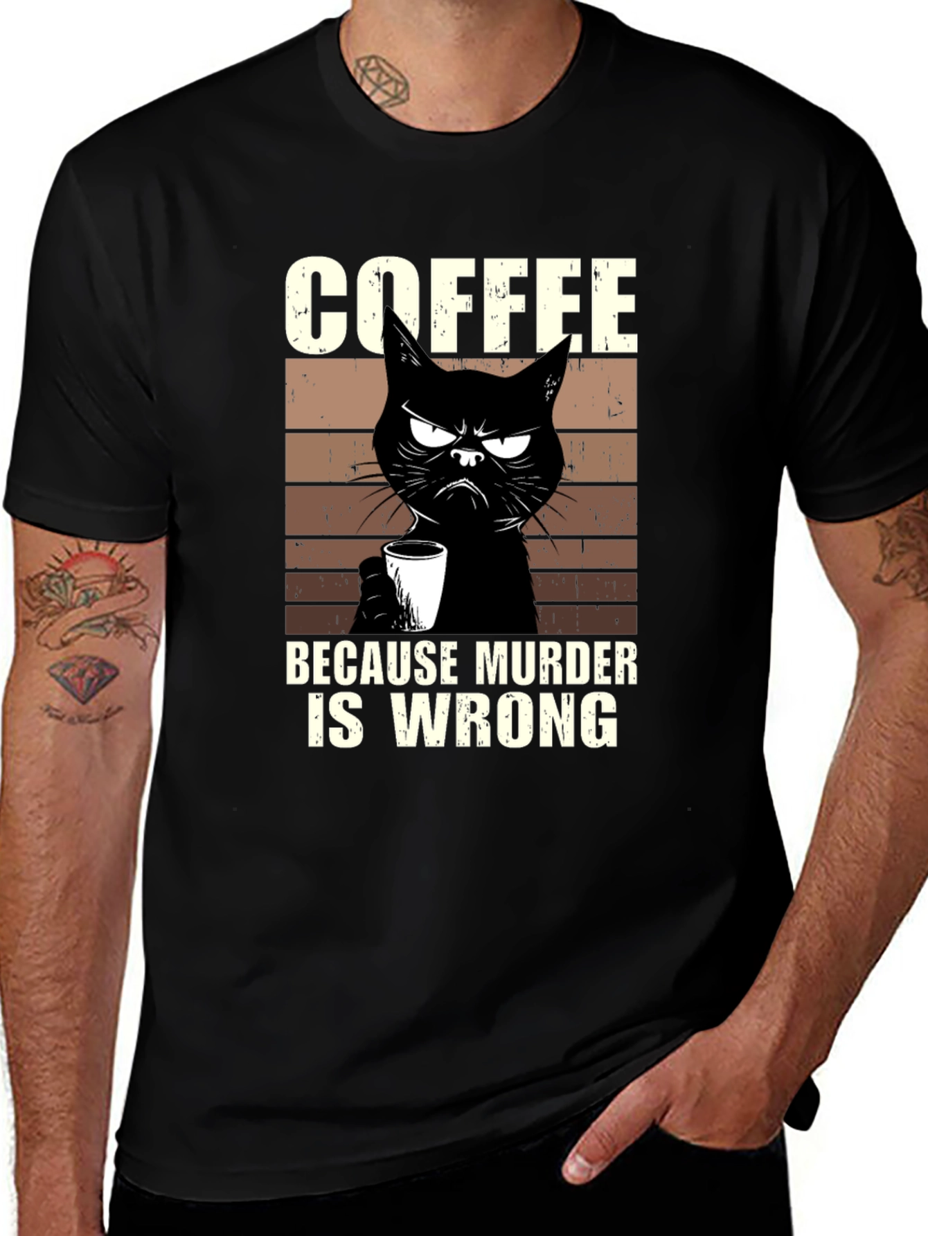 Coffee Because Murder Is Wrong Cat T-Shirt