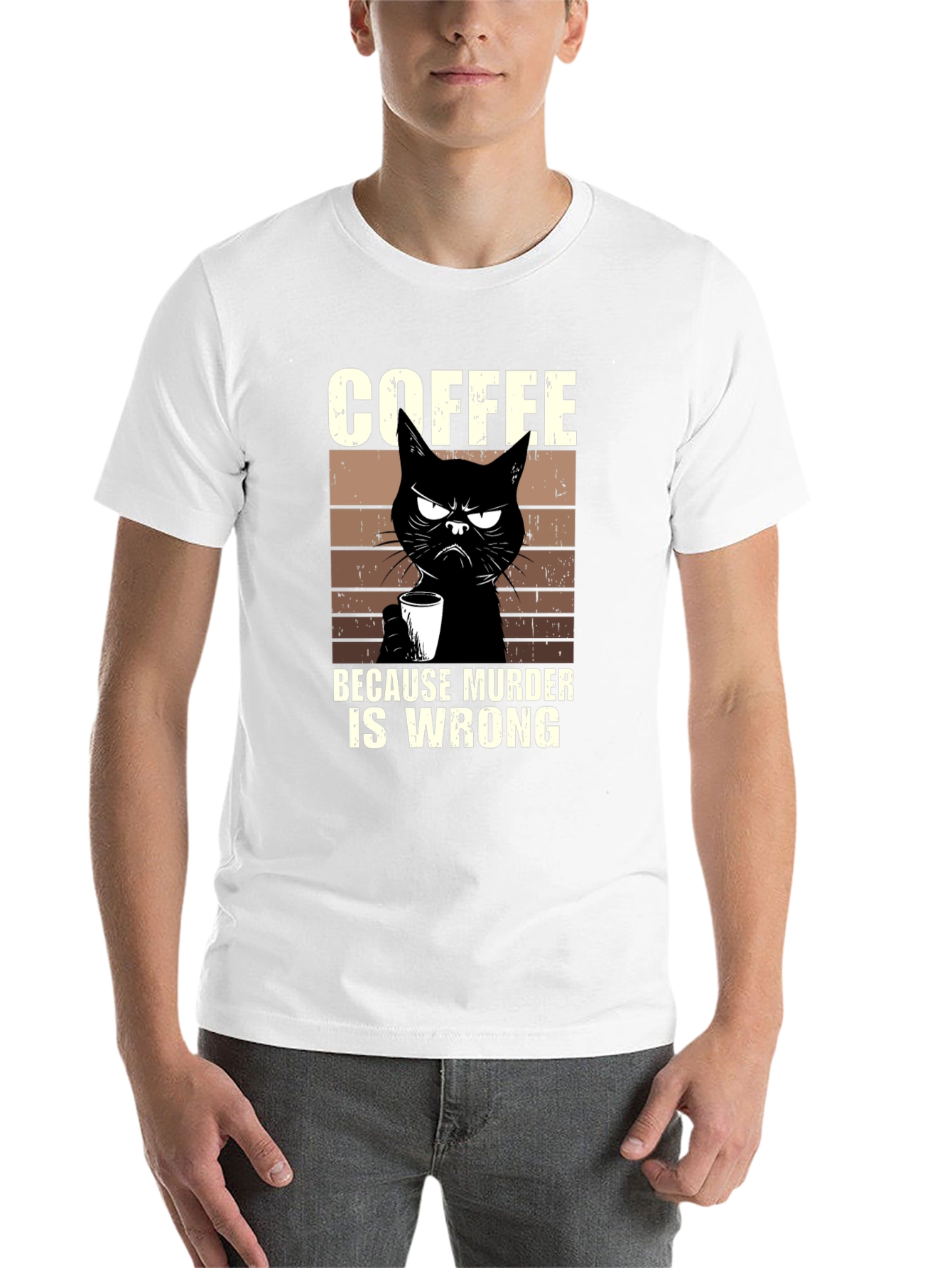 Coffee Because Murder Is Wrong Cat T-Shirt