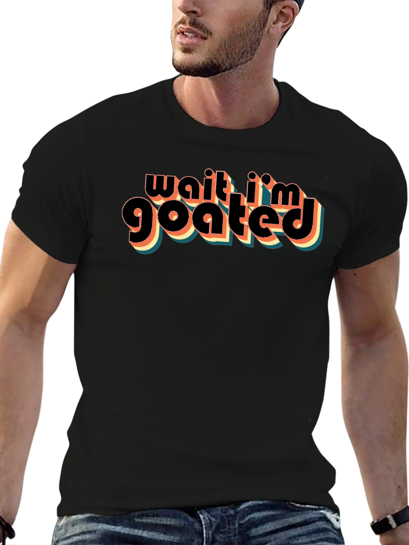 Wait Im GOATED Black Graphic T-Shirt