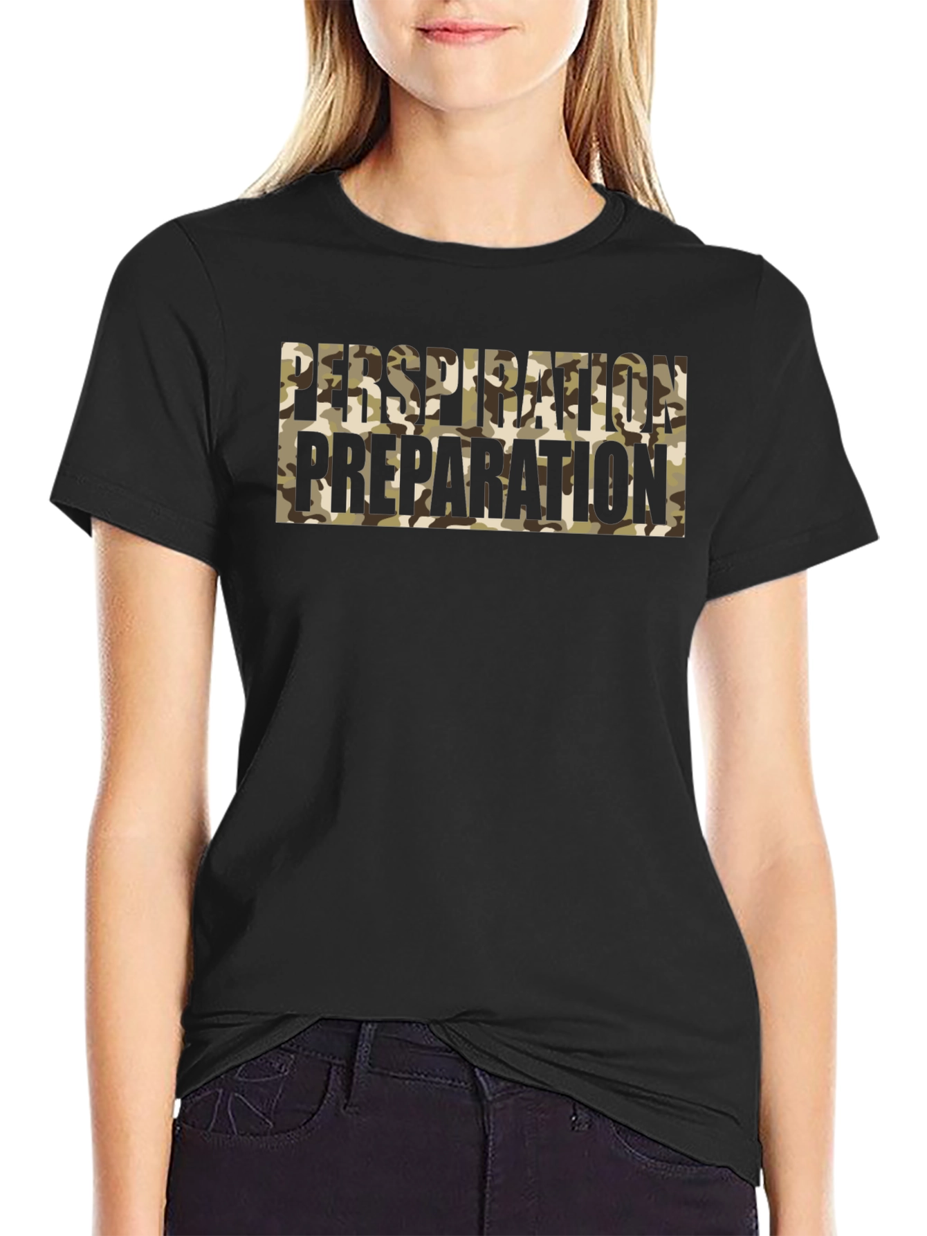 Perspiration Preparation Camo Graphic Tee