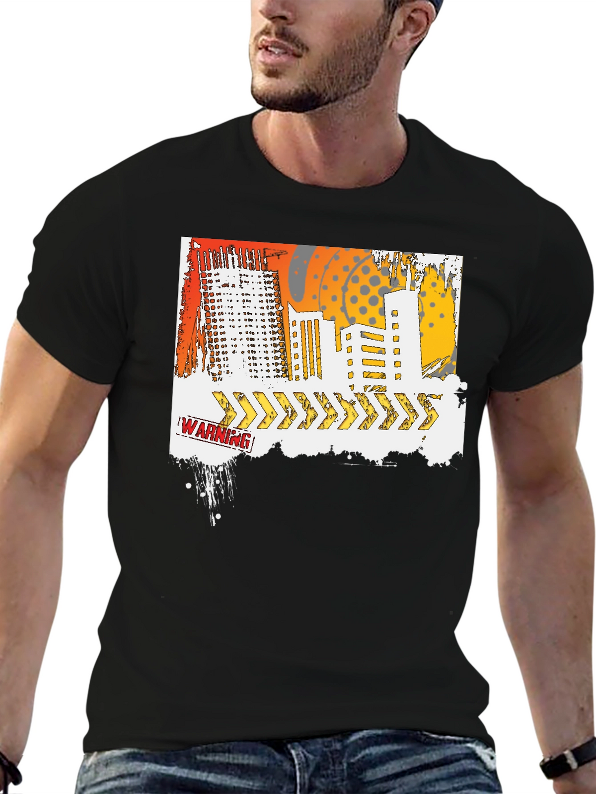 Urban Warning Graphic T-Shirt - Modern Streetwear Tee