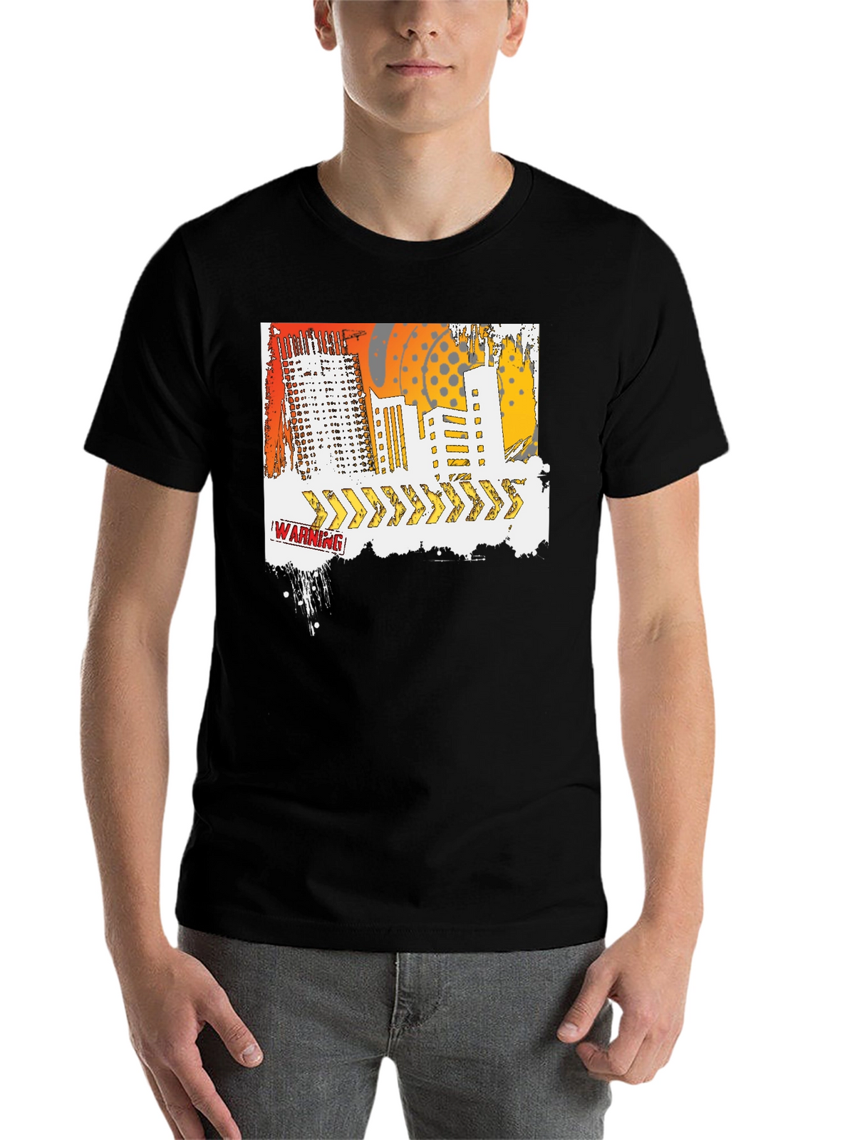 Urban Warning Graphic T-Shirt - Modern Streetwear Tee