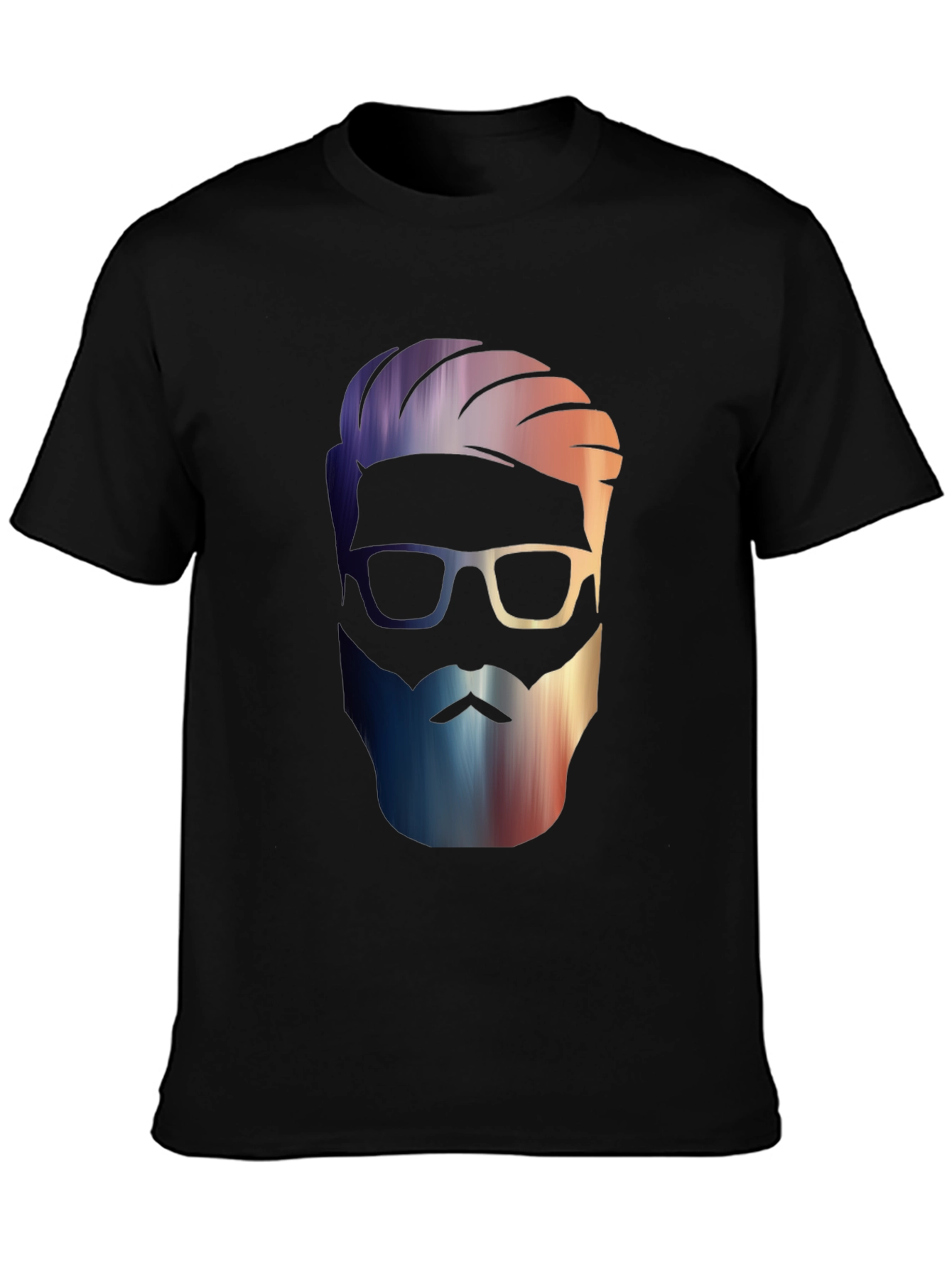 Mens Black Graphic Tee - Stylish Bearded Design