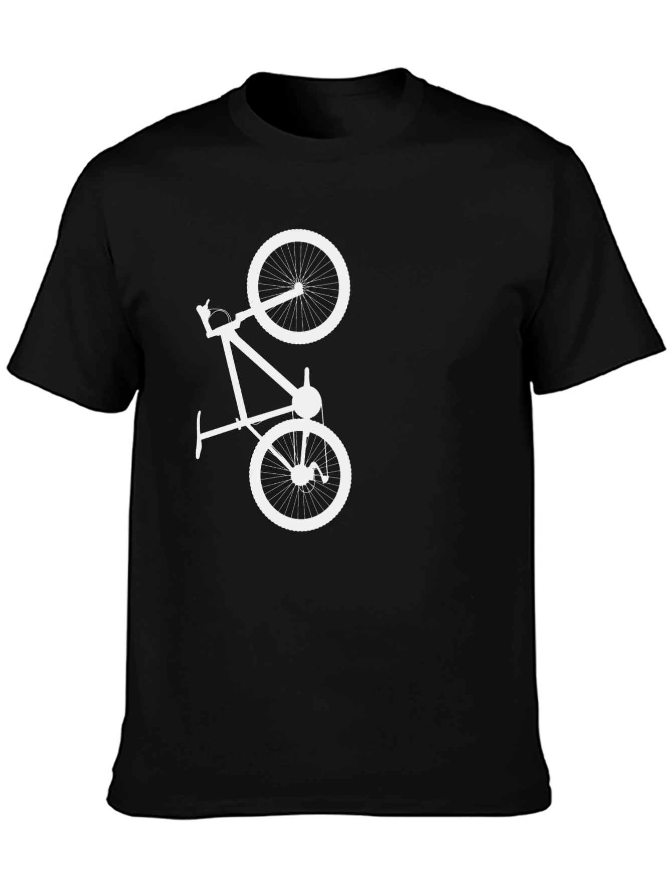Black T-Shirt with White Bicycle Graphic