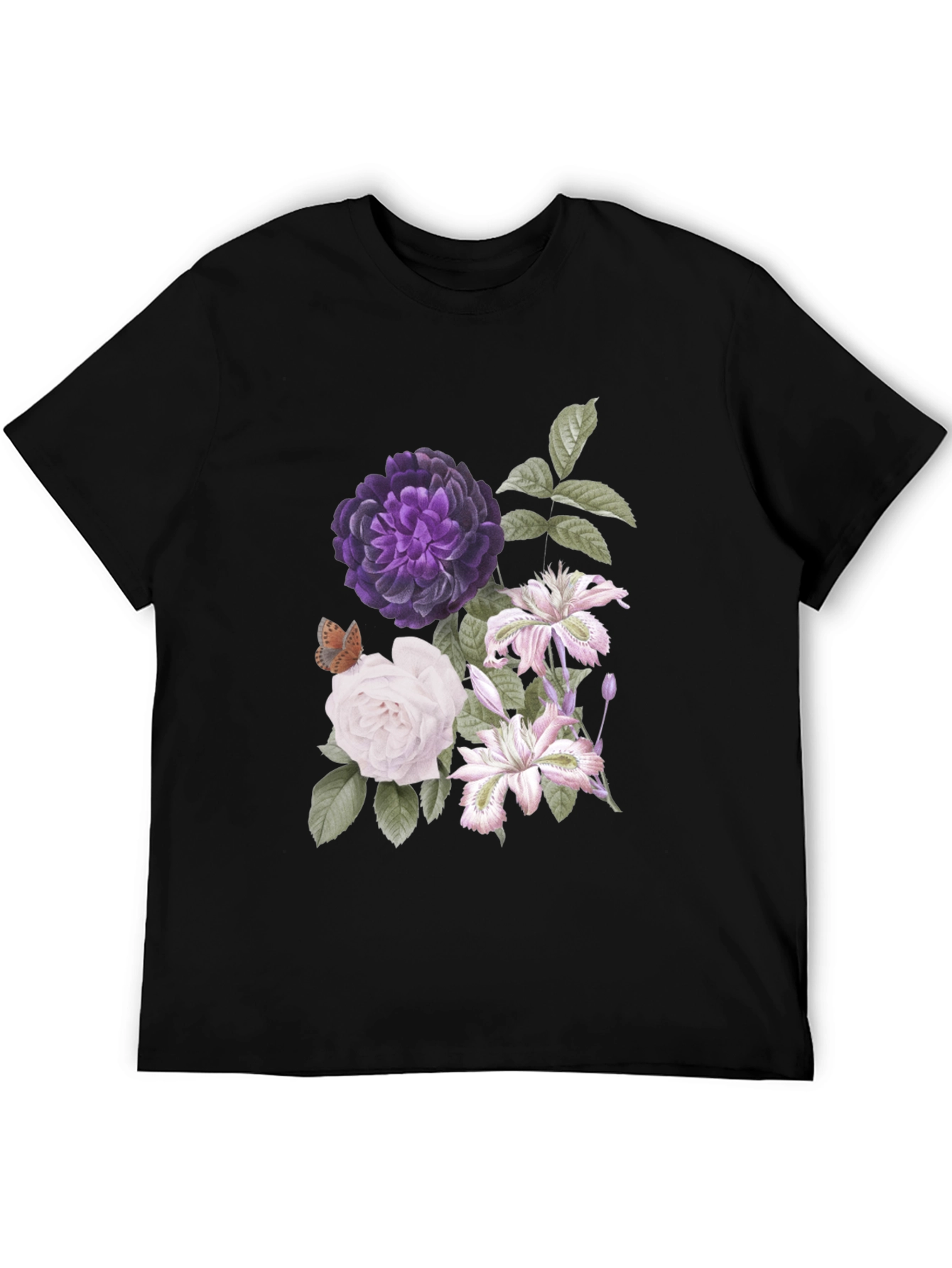Floral Print Black T-Shirt