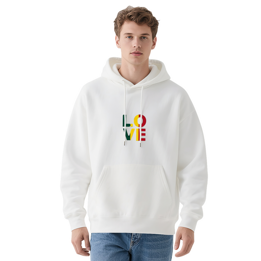 Colorful LOVE VIE Letter Art White Hoodie