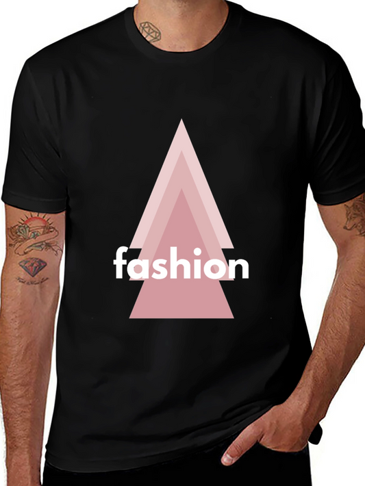 Trendy Black T-Shirt with Geometric Fashion Design