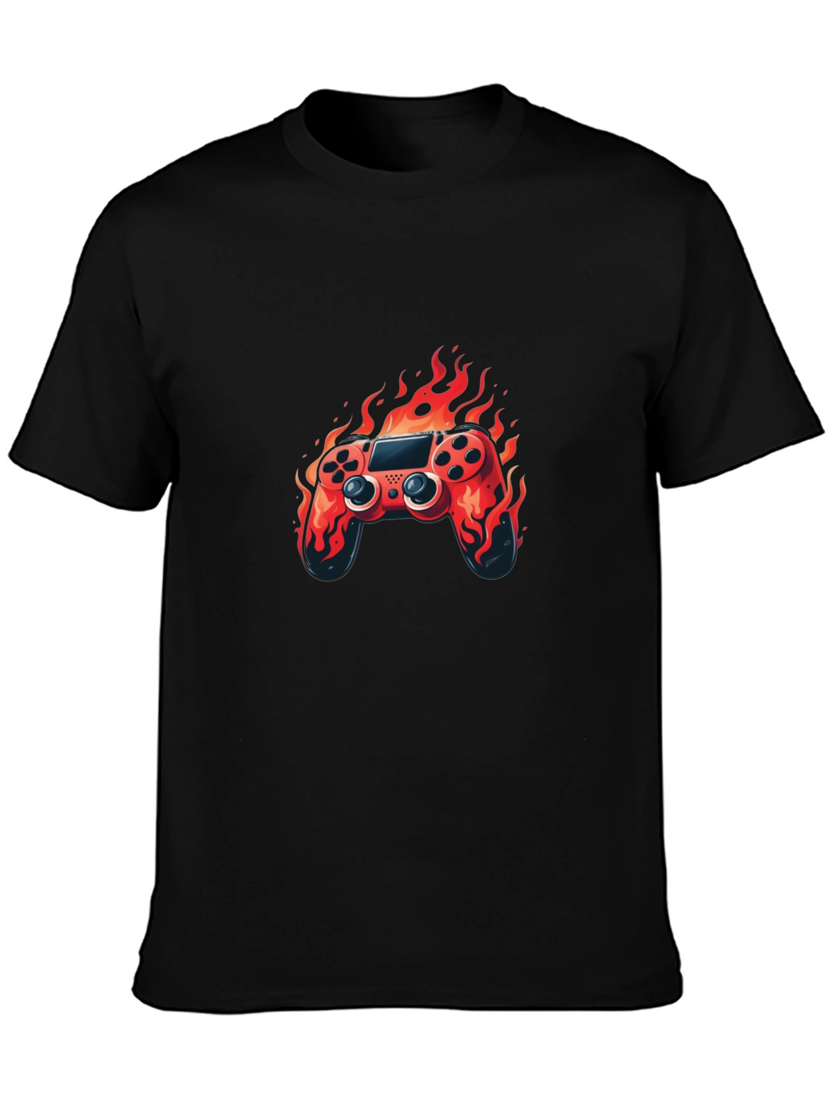 Flaming Game Controller Graphic Tee - Black