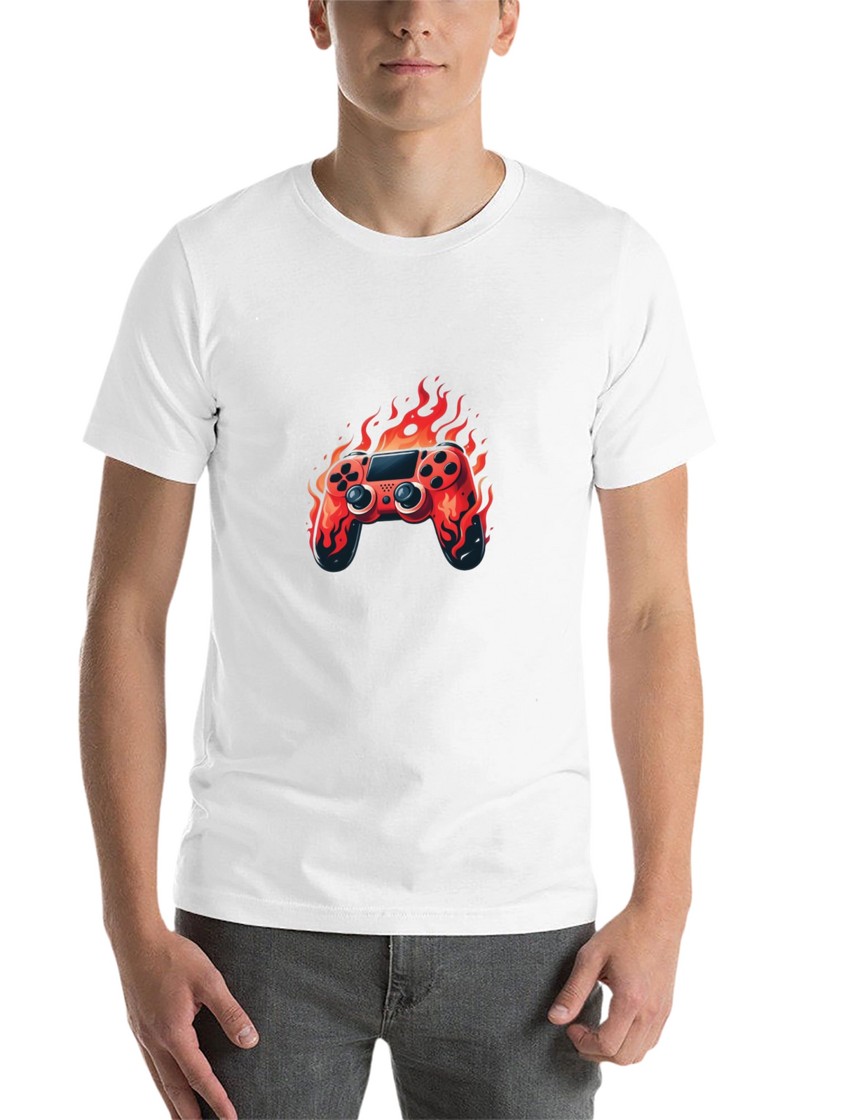 Flaming Game Controller Graphic Tee - Black