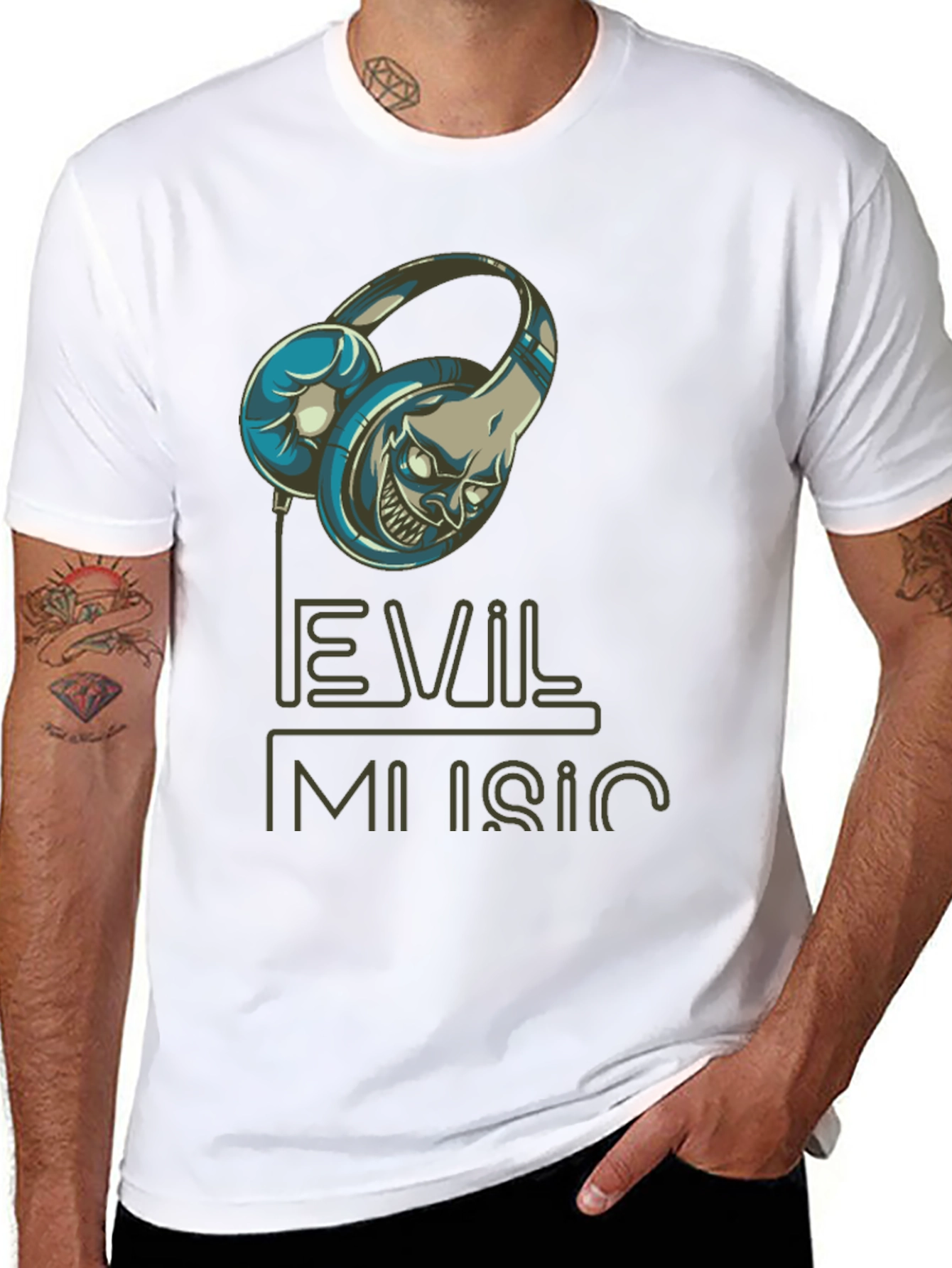 Evil Music Graphic Tee - Mens Black T-Shirt