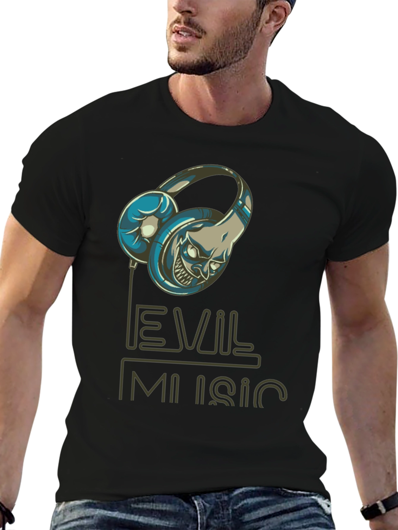 Evil Music Graphic Tee - Mens Black T-Shirt