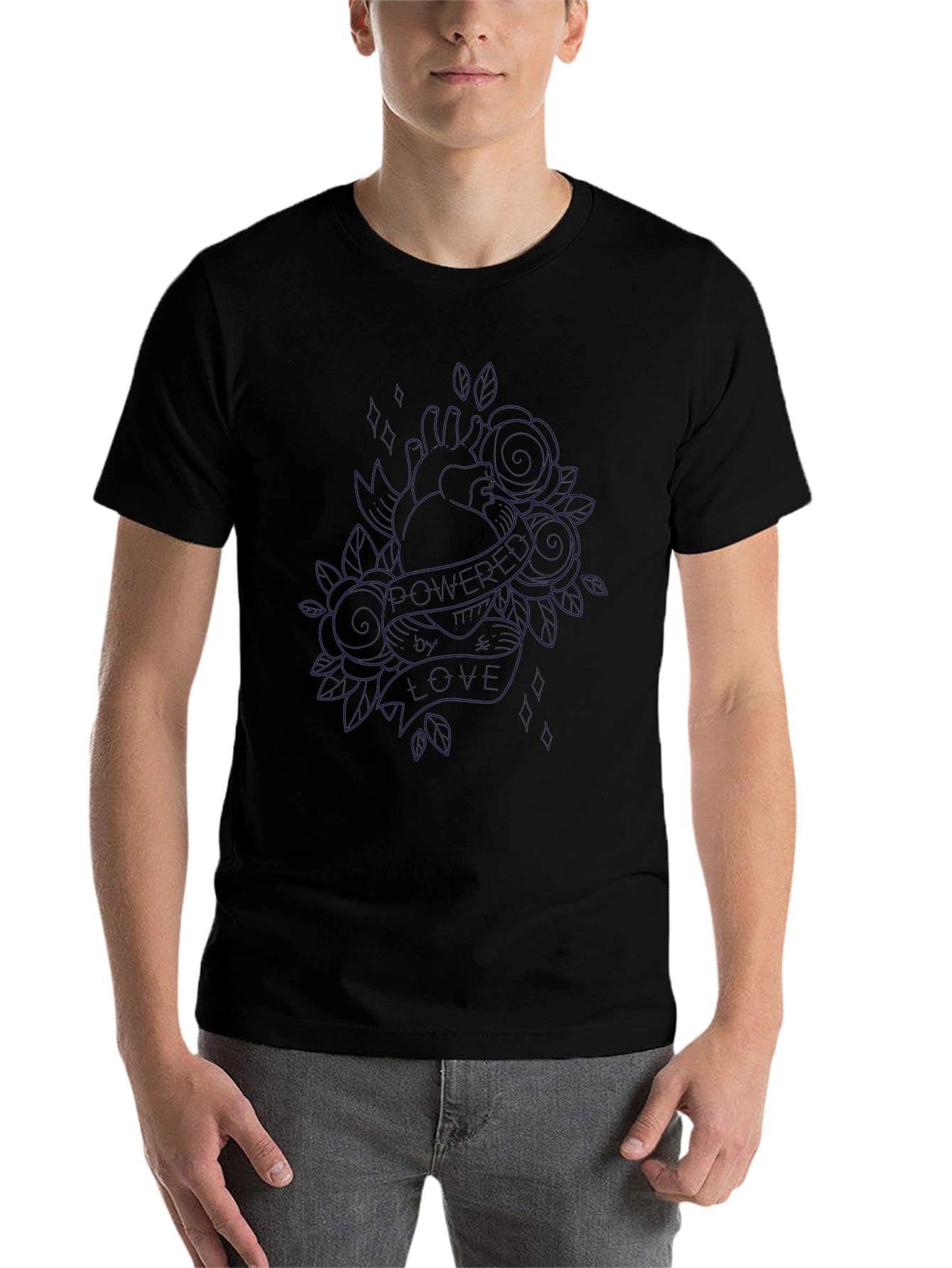Heart & Roses Black Graphic Tee