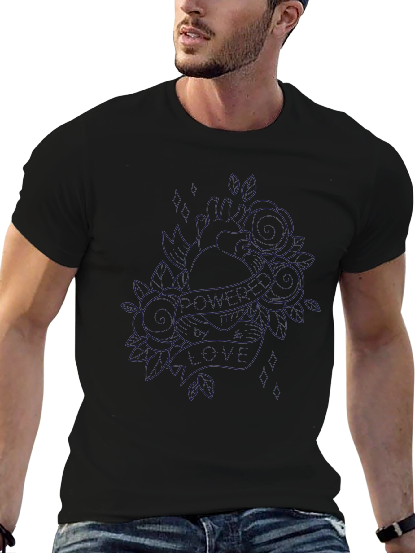 Heart & Roses Black Graphic Tee