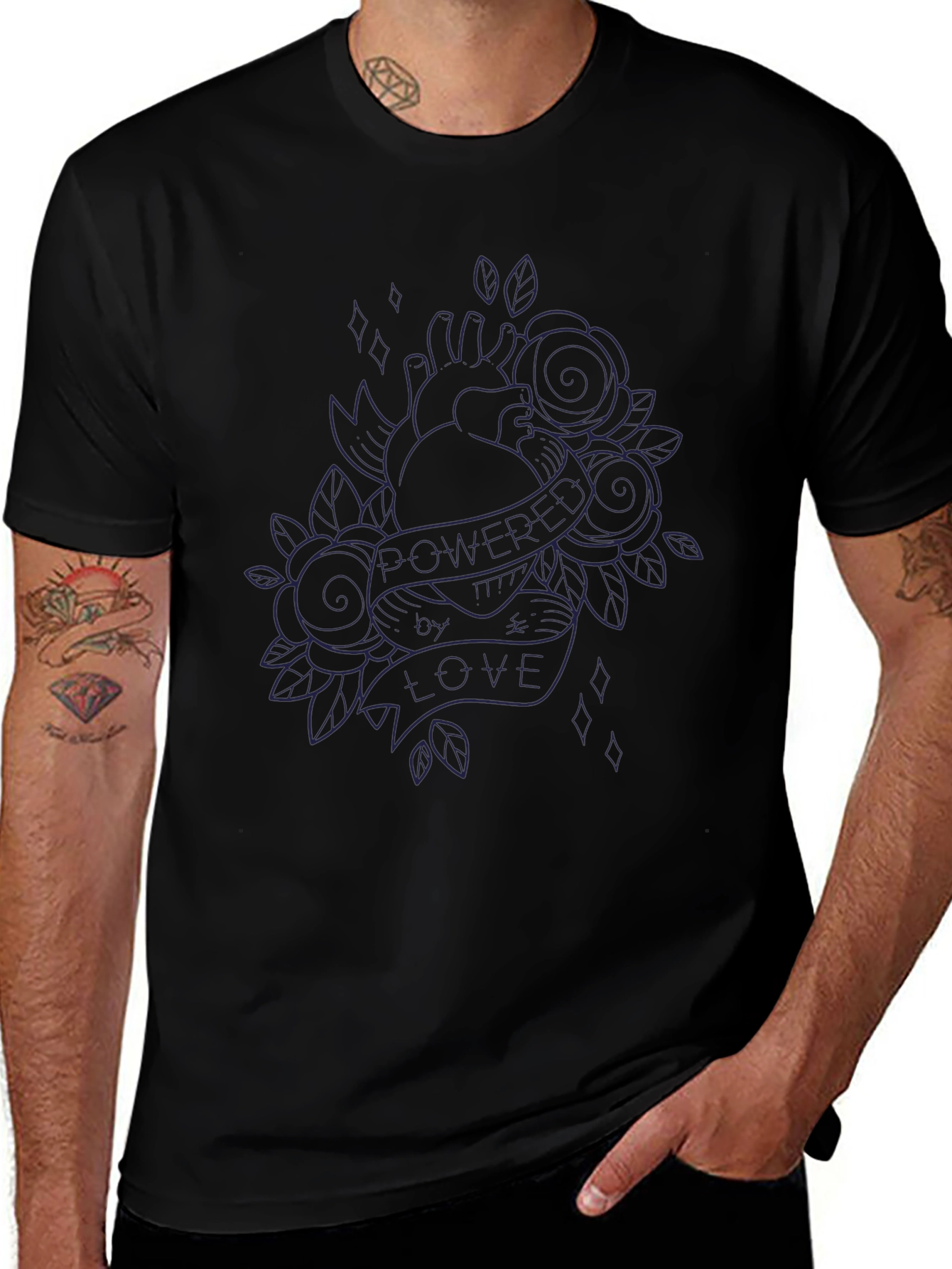 Heart & Roses Black Graphic Tee
