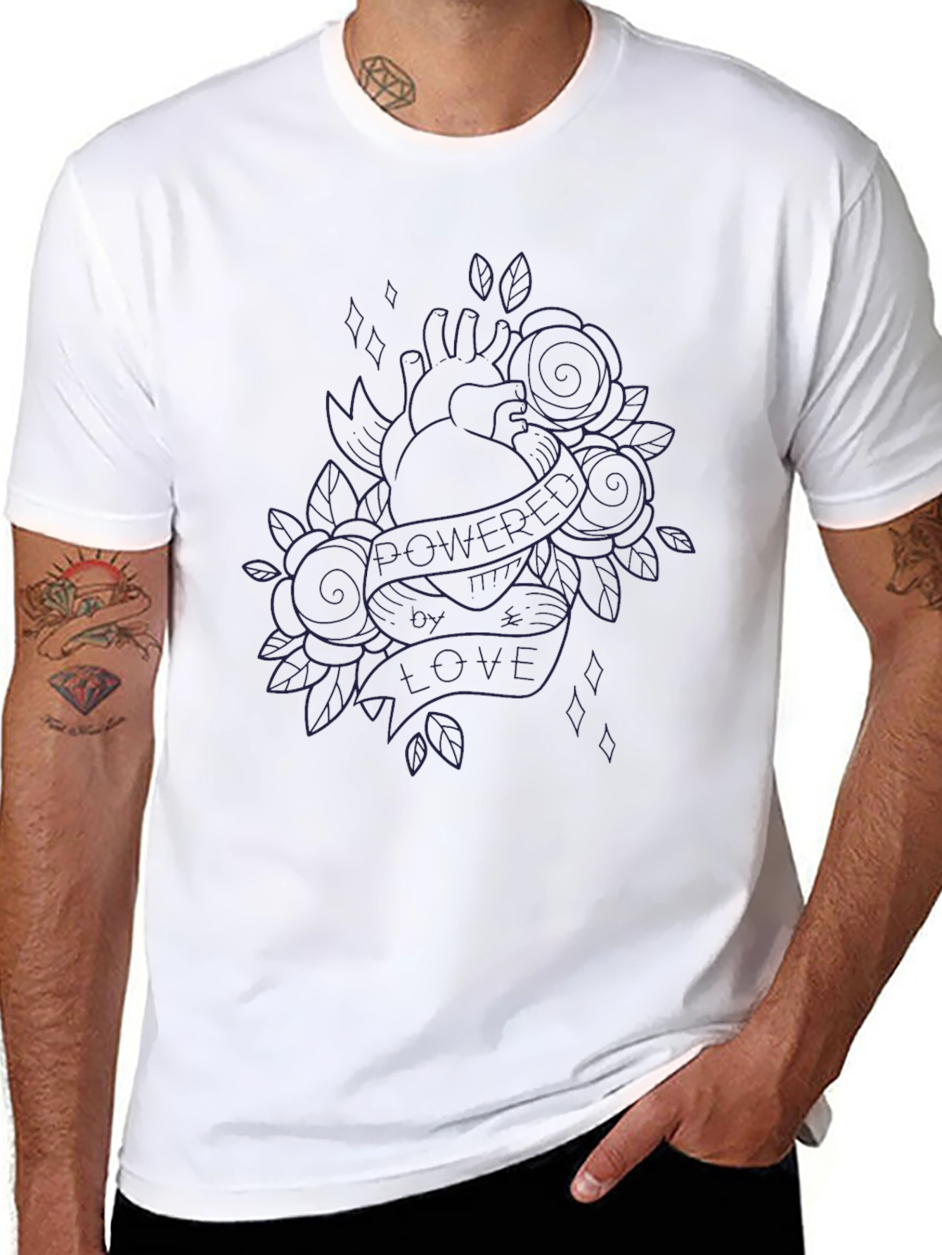 Heart & Roses Black Graphic Tee