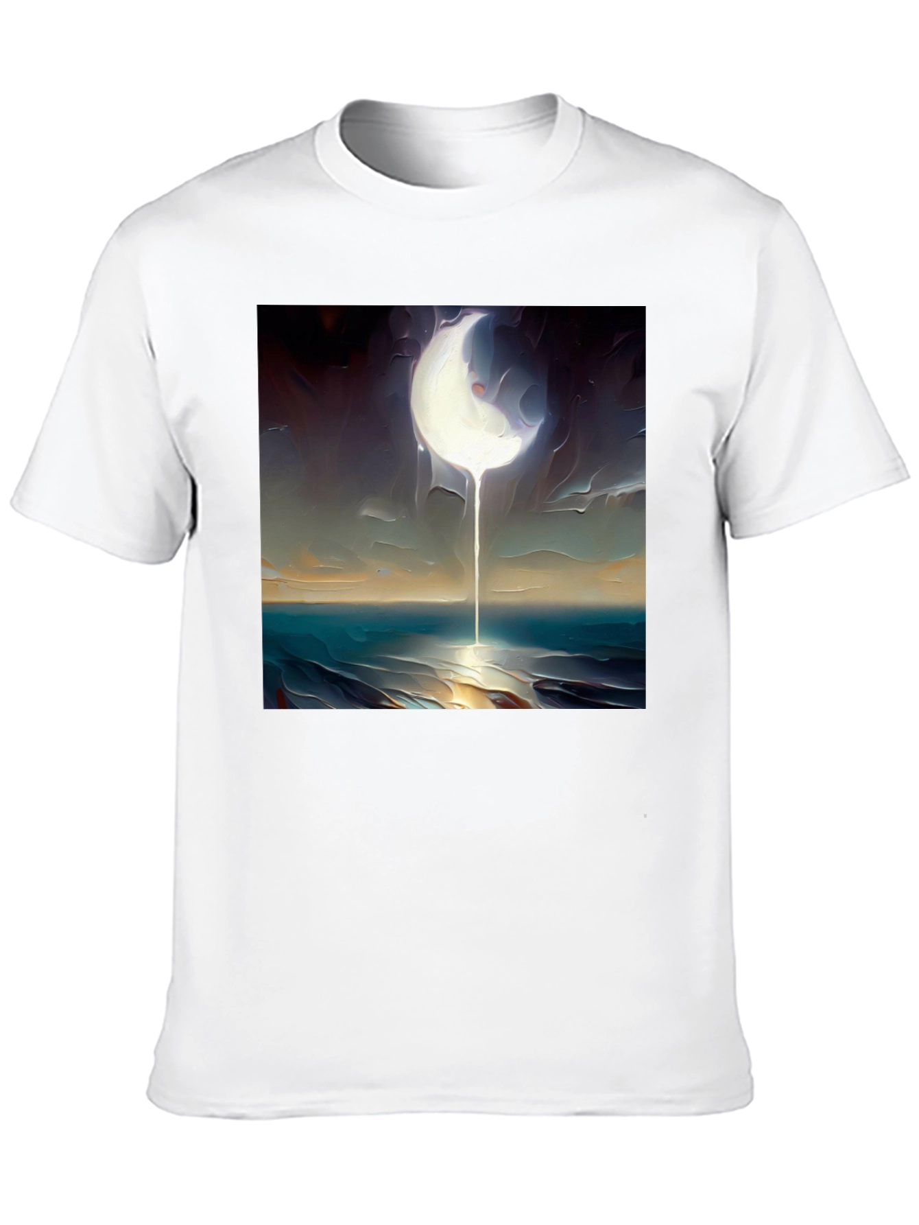Abstract Moonscape Graphic Tee - Black Cotton Casual